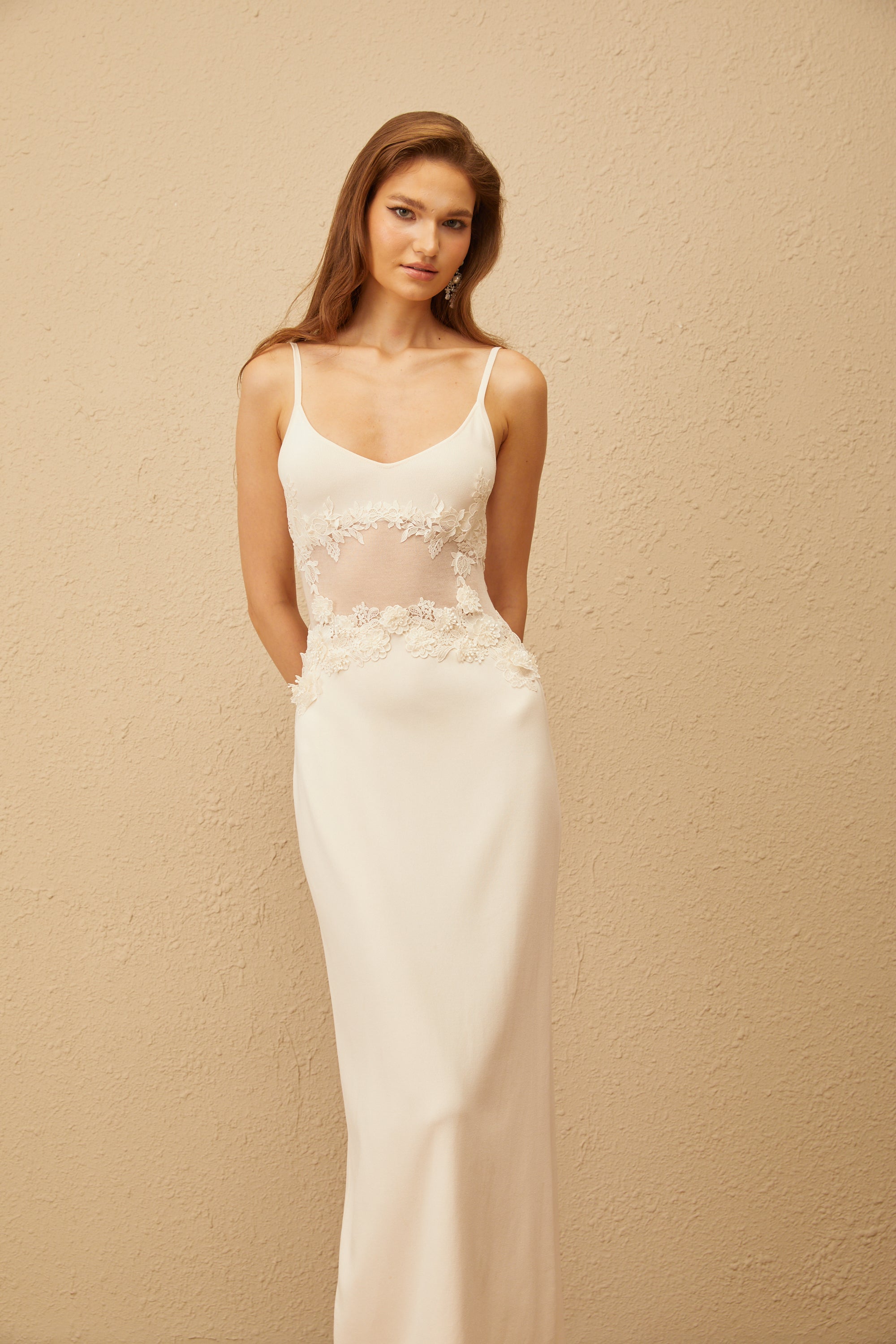 Uxue Off White Floral Embroidered Knit Maxi Dress