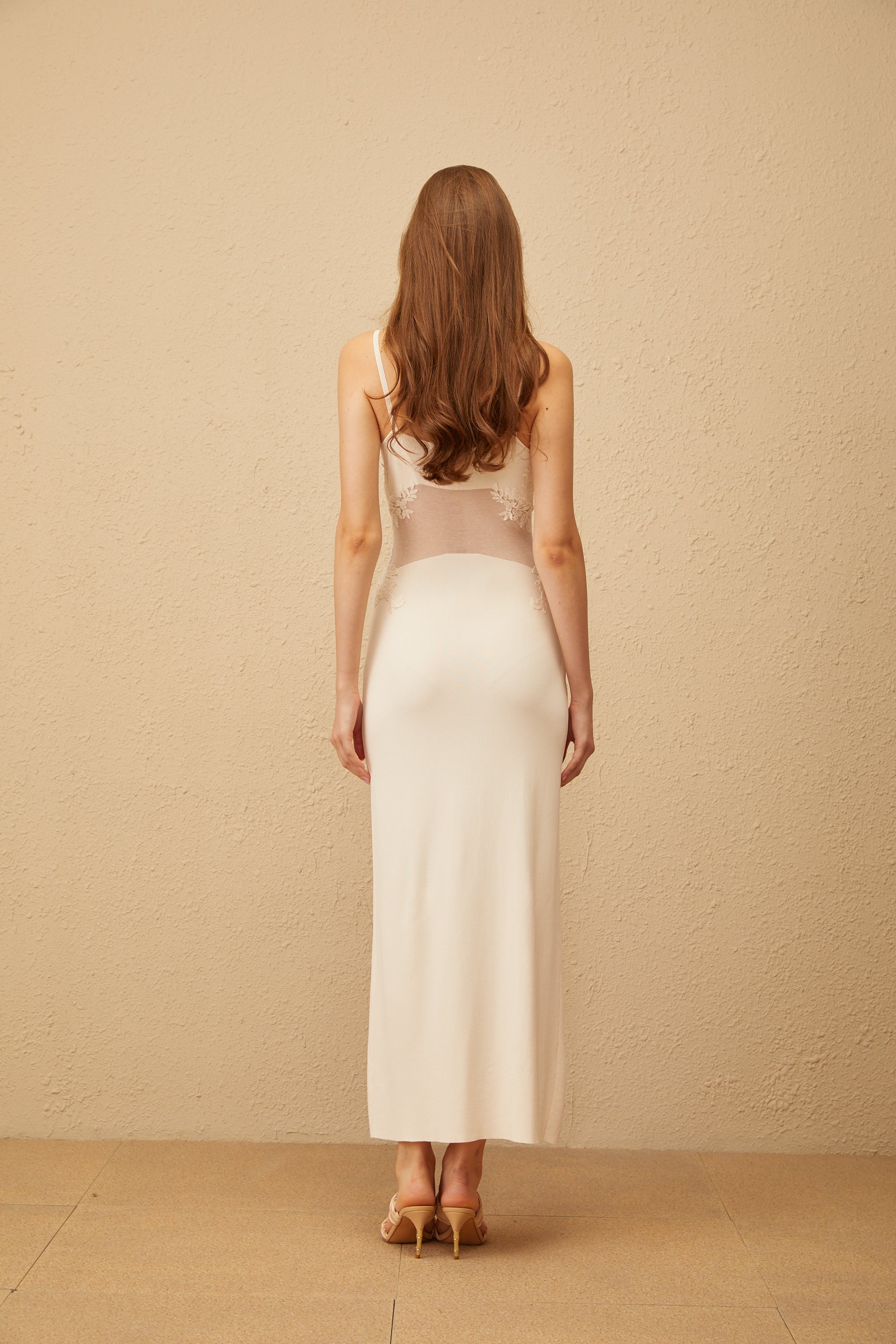 Uxue Off White Floral Embroidered Knit Maxi Dress