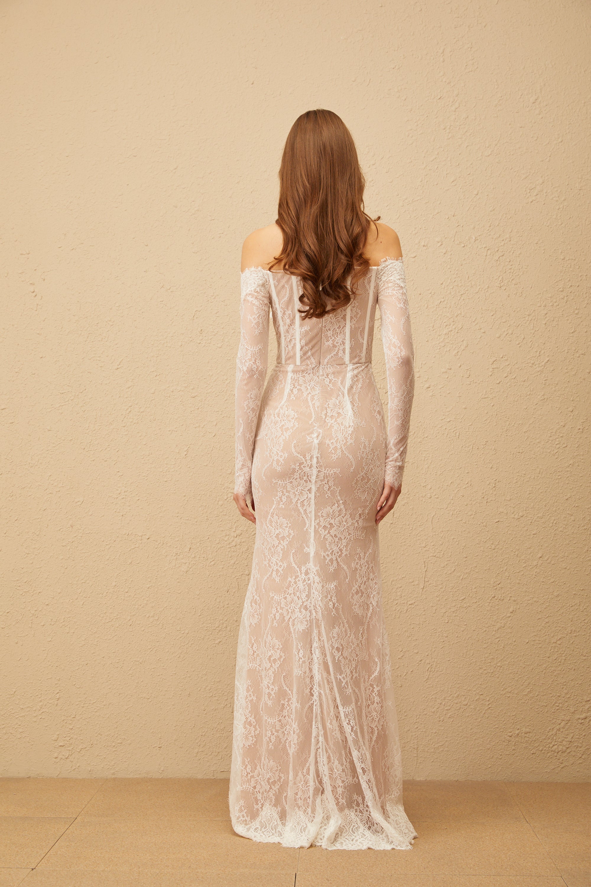 Carmen White Embellished Floral Lace Maxi Dress