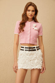 Lisette Pink 3D Petal Knit Cardigan