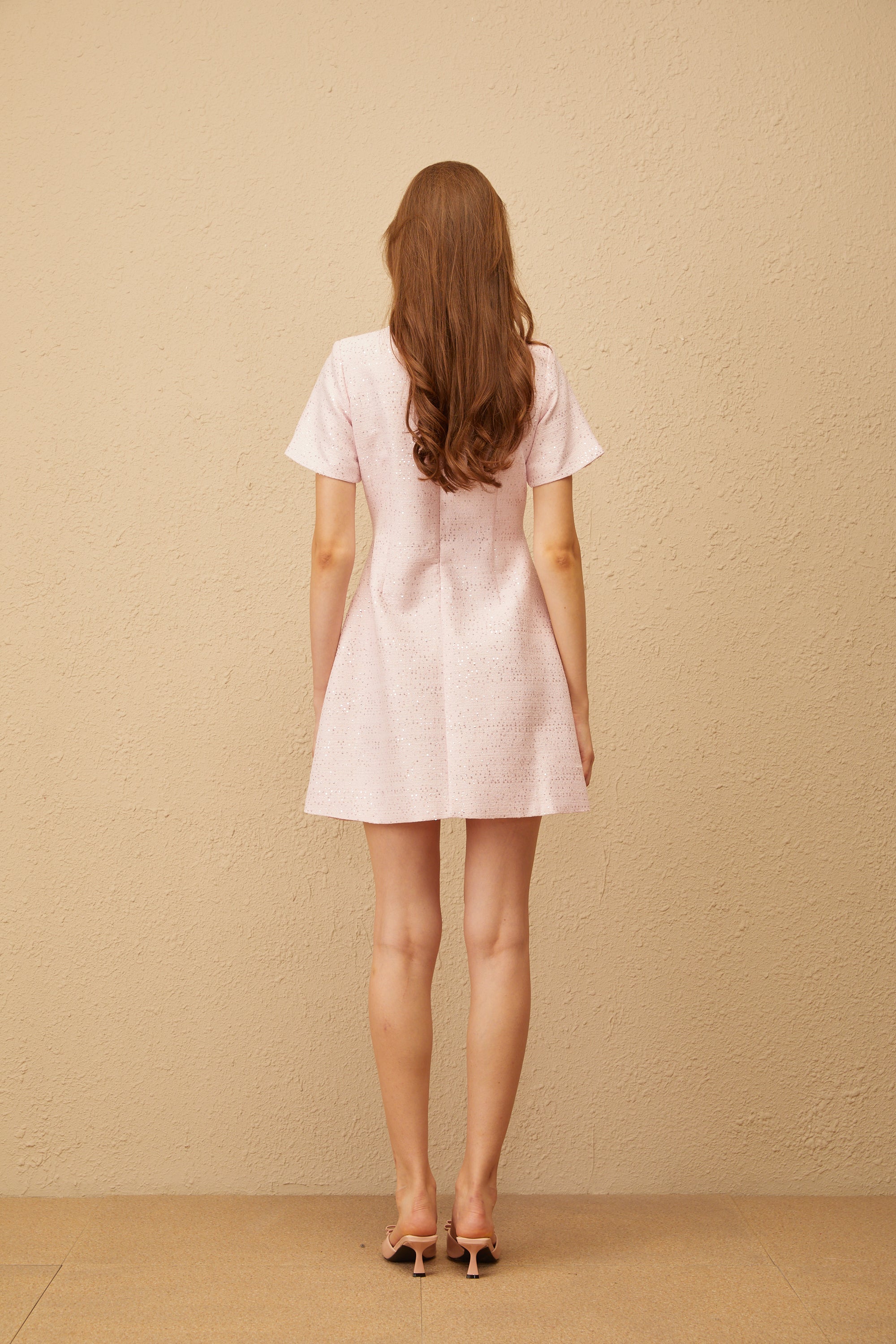 Cléophée Pink Bowknot Sequined Tweed Mini Dress (Final Sale)