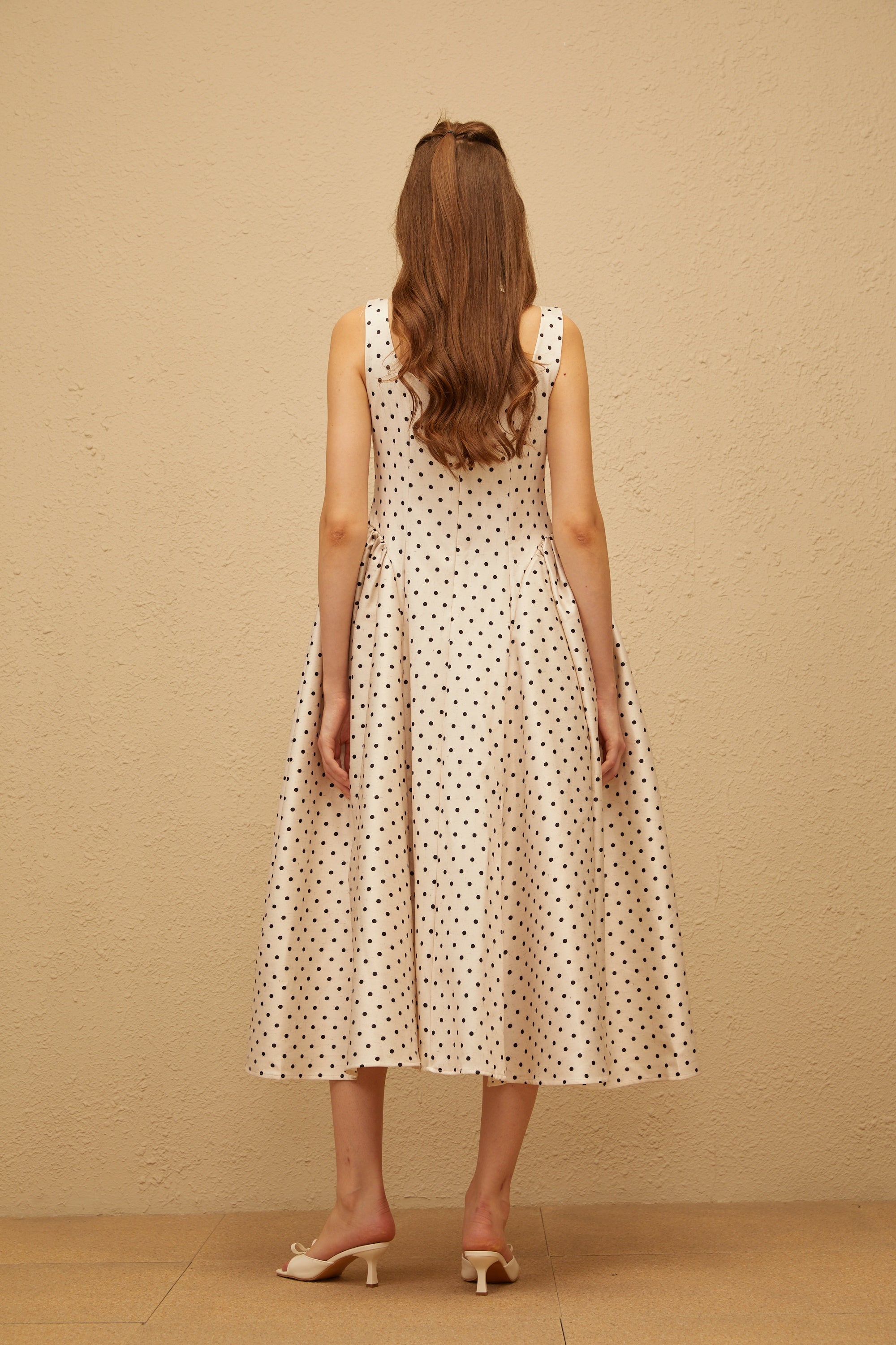 Geneviève White Polka Dot Midi Dress (Final Sale-US Only)