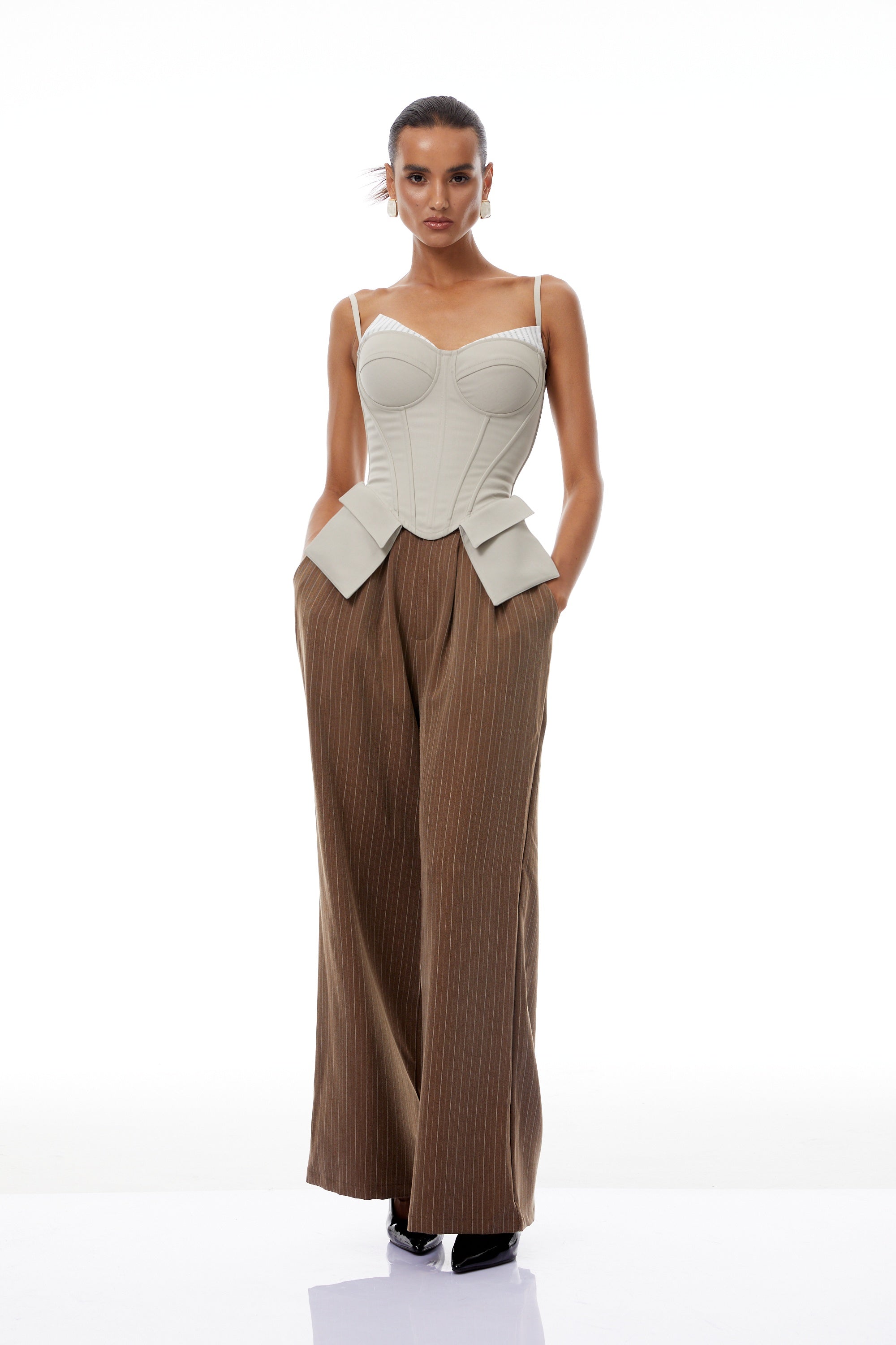 Clémence Brown Striped Trousers