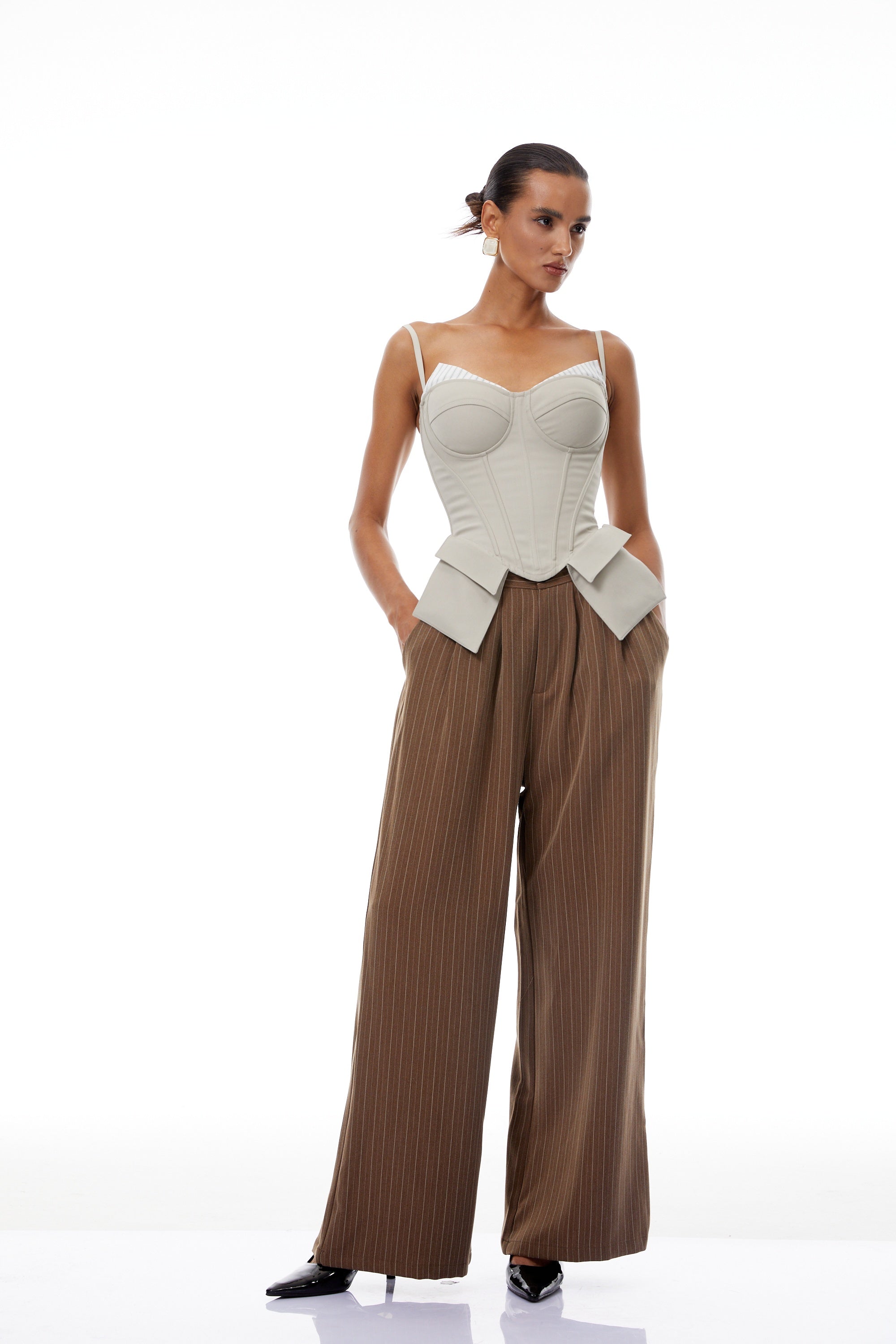 Clémence Brown Striped Trousers