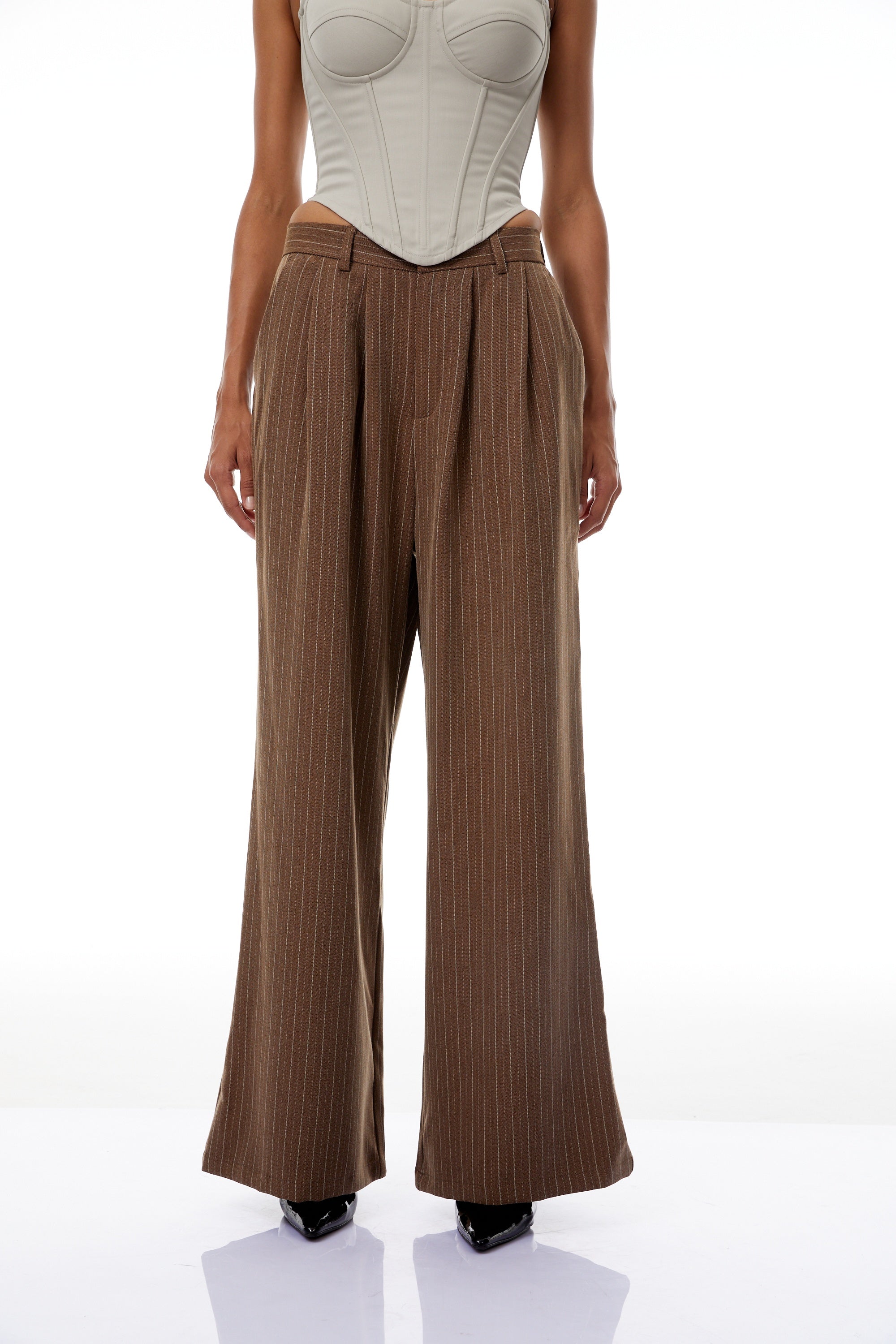 Clémence Brown Striped Trousers