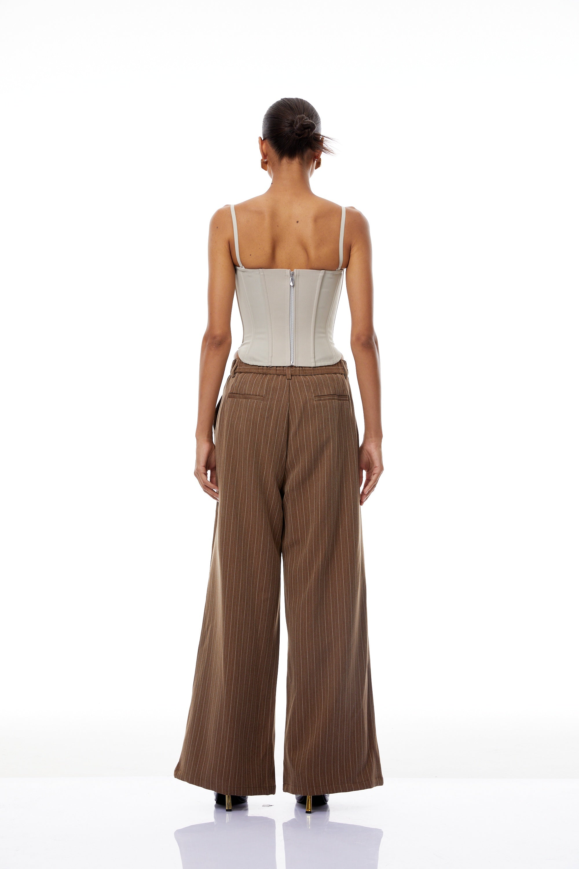 Virág Grey Stripe Panel Corset Top