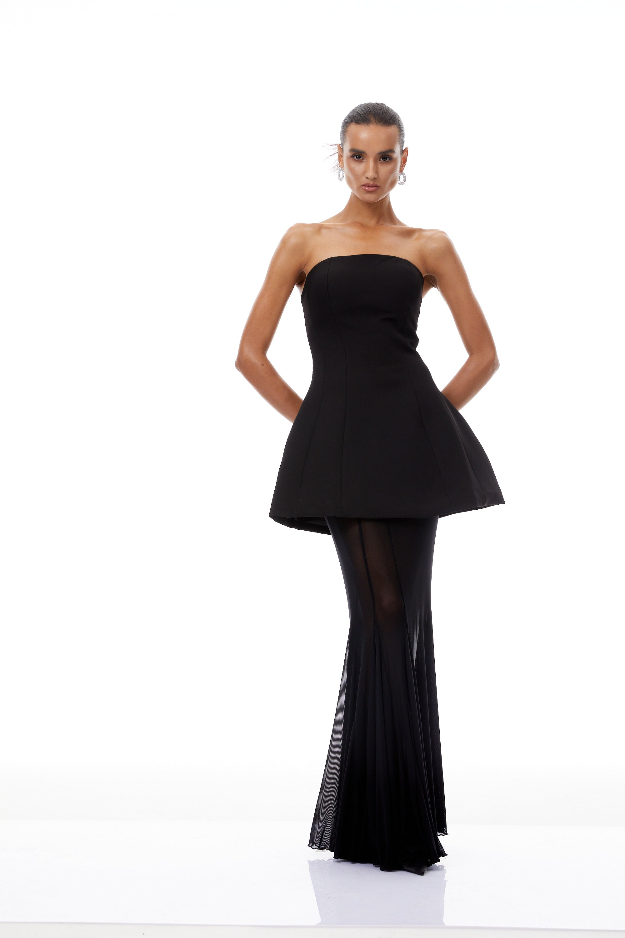 Mélanie Black Corset Dress & Mesh Skirt Set