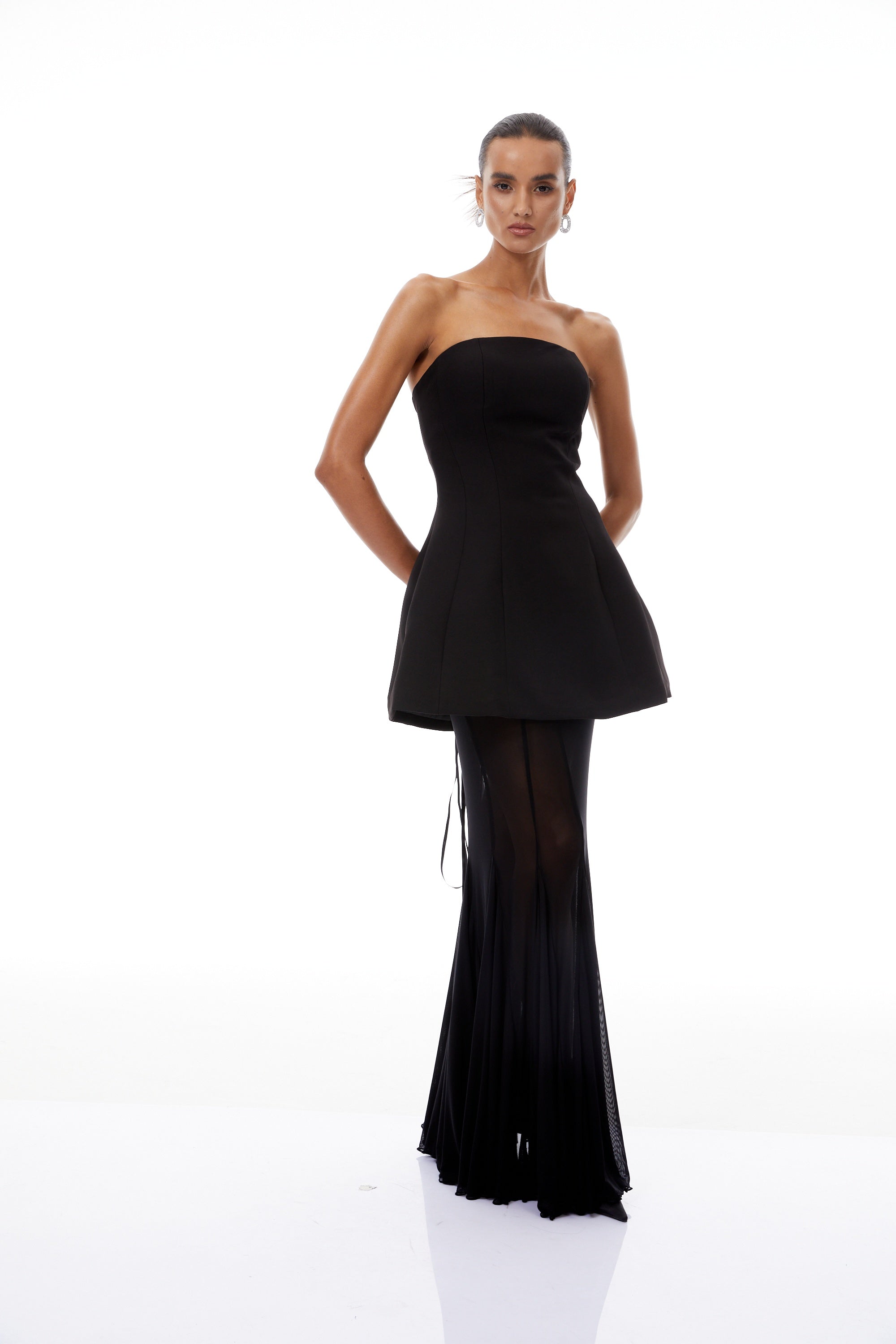 Mélanie Black Corset Dress & Mesh Skirt Set (Final Sale-US Only)