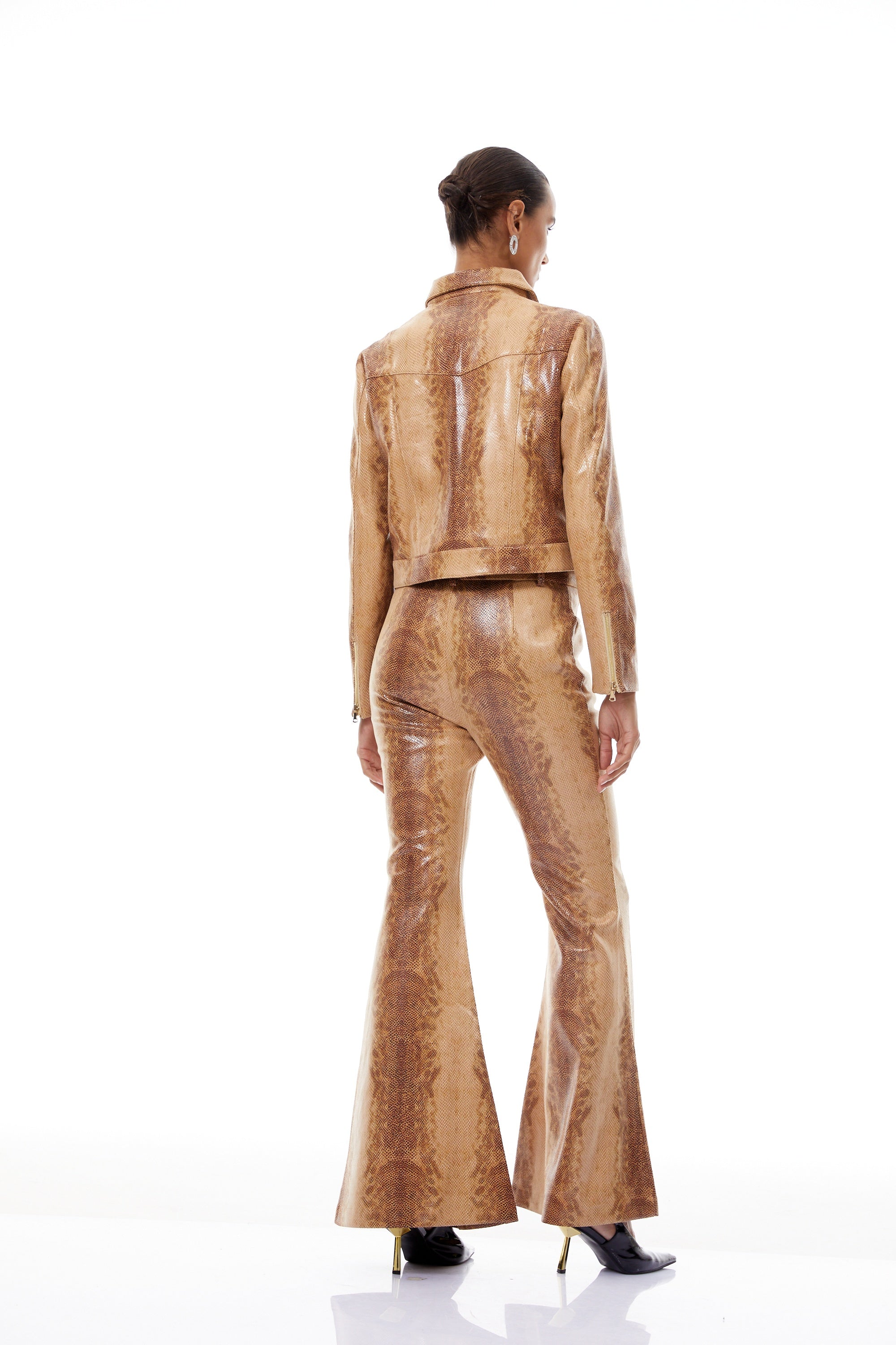 Flavie Brown Ombré Snake Print Jacket & Trousers Set