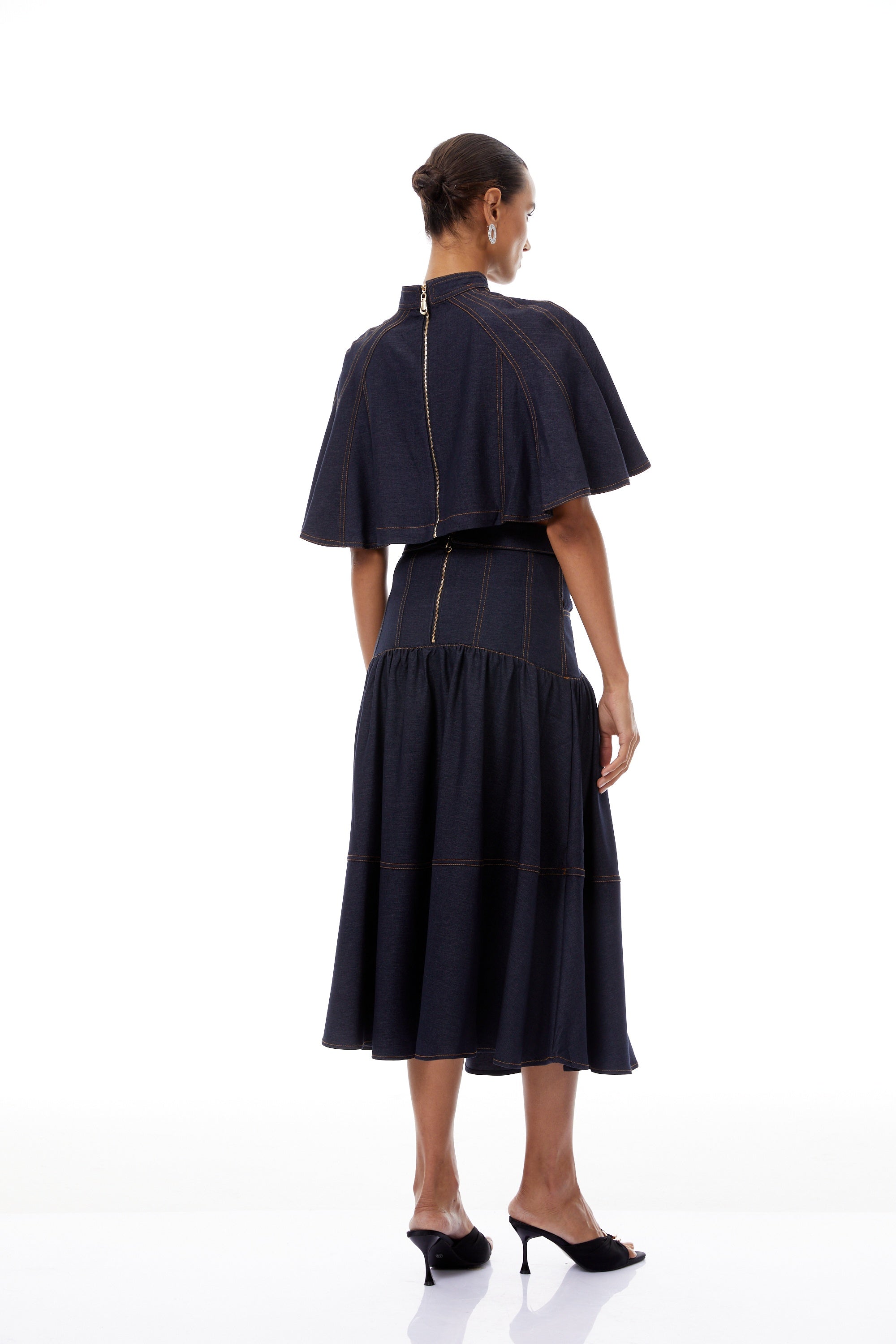 Octavie Indigo Blue Contrast Stitching Denim Set