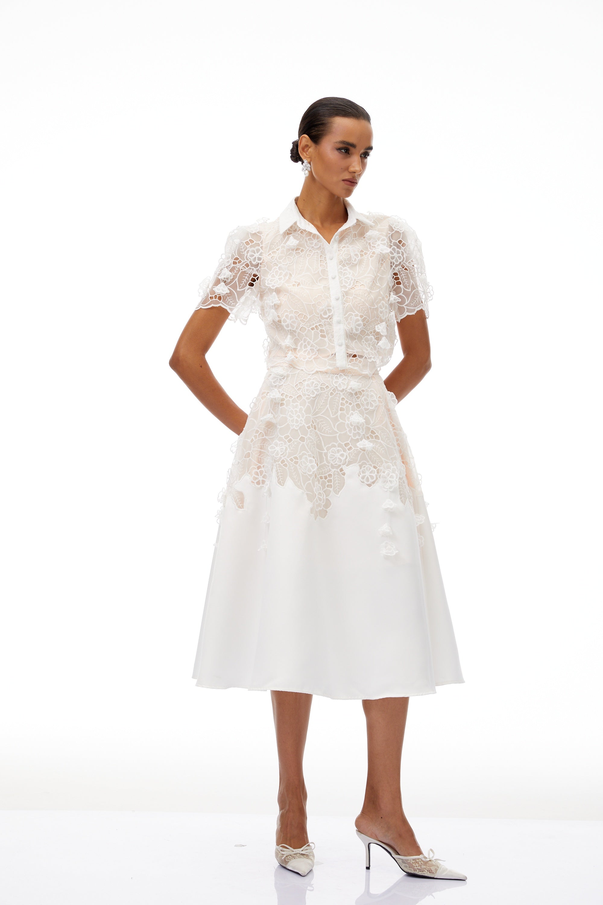 Annamária White Corded Lace Top & Skirt Set (Final Sale-US Only)