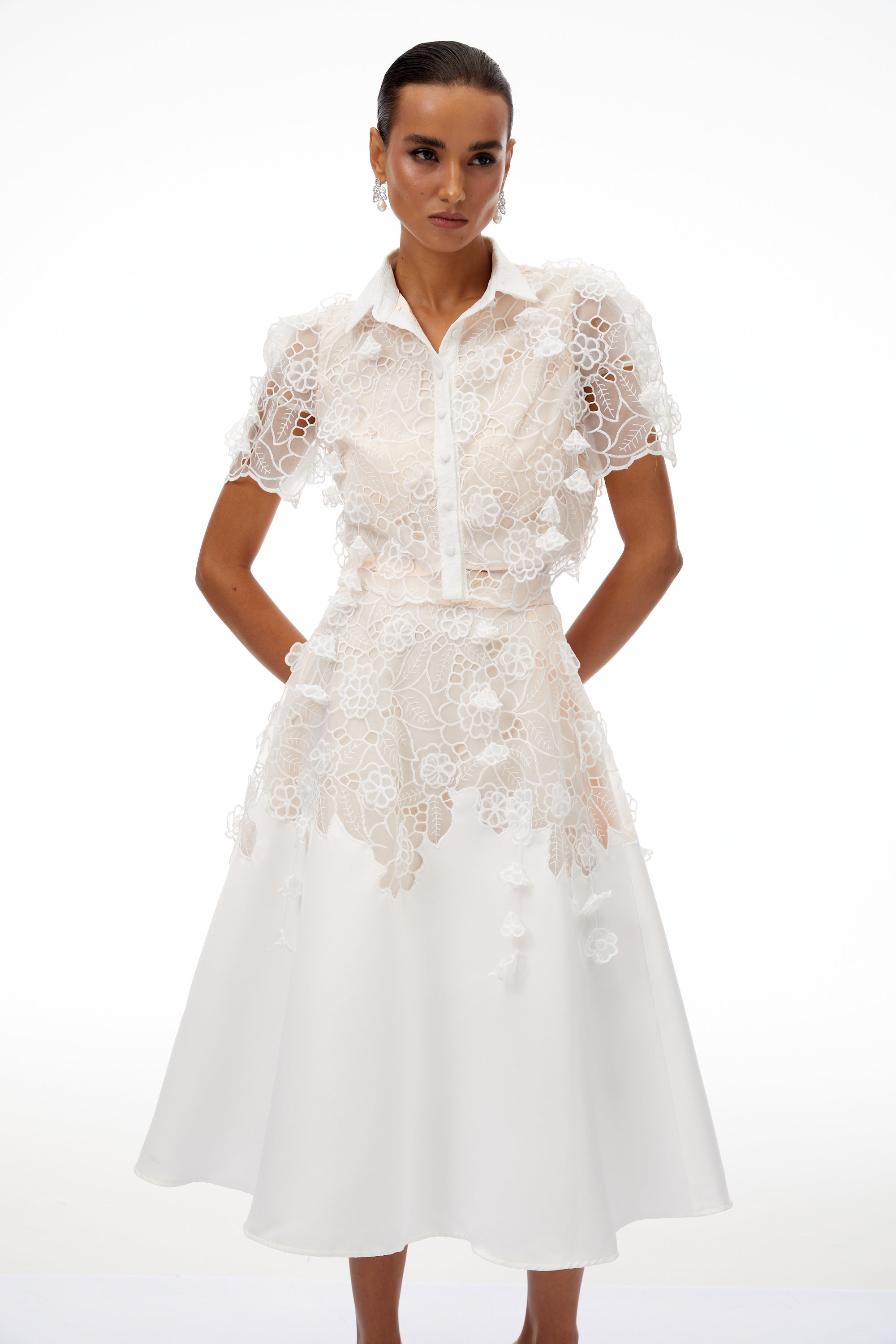 Annamária White Corded Lace Top & Skirt Set (Final Sale-US Only)