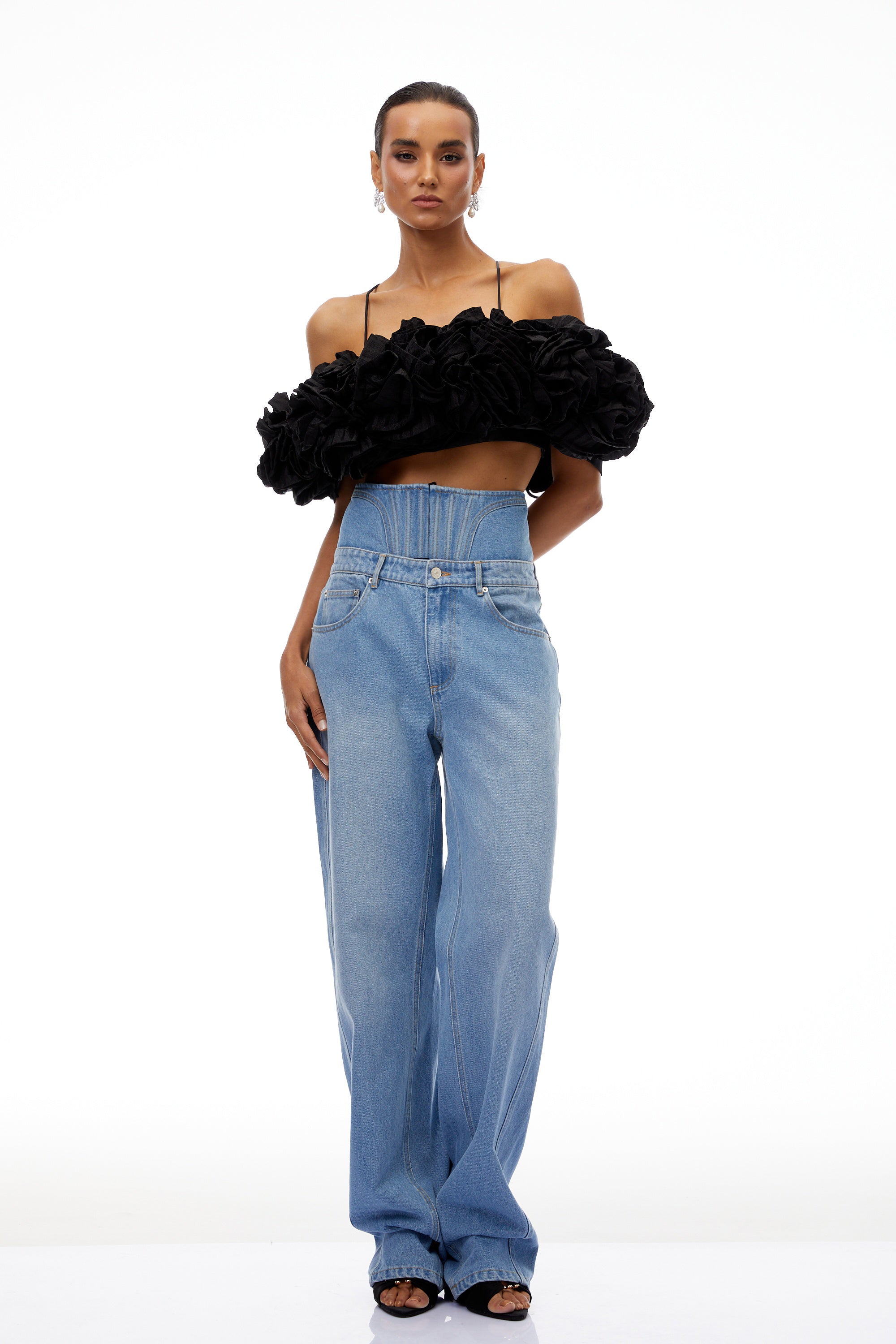 Cosmina Light Blue Corset Panel Denim Jeans