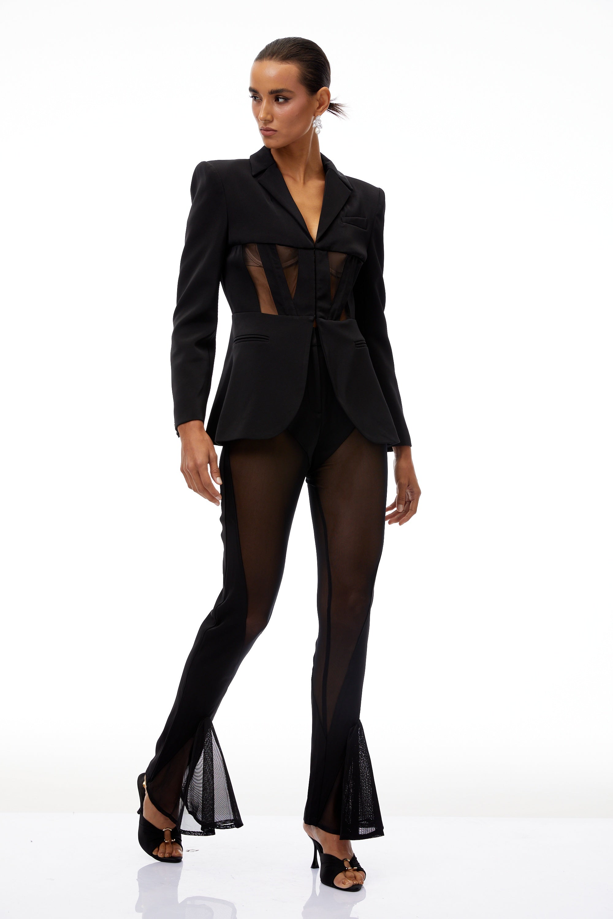 Noémie Black Corset Panelled Blazer (Final Sale)