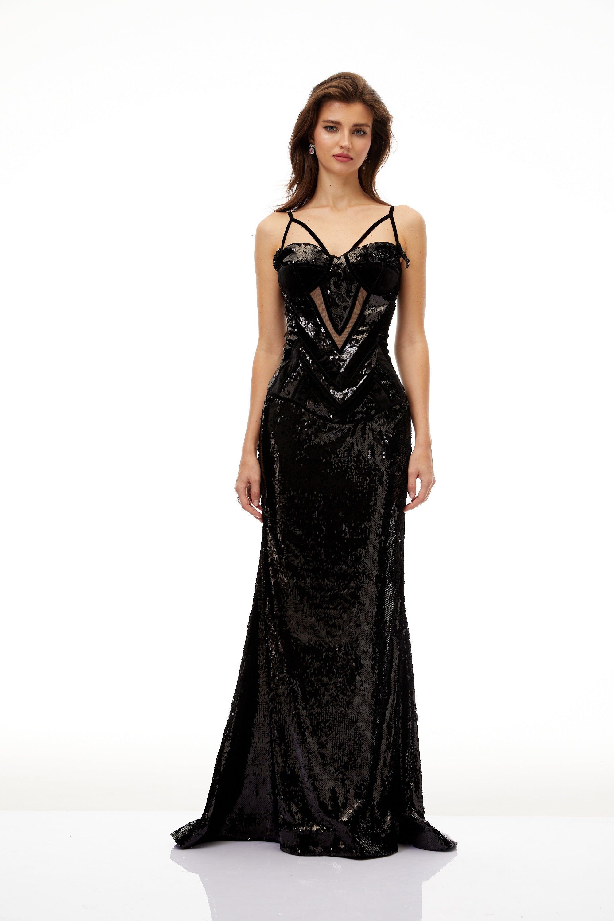 Tünde Black Sequined Mermaid Maxi Gown (Final Sale)