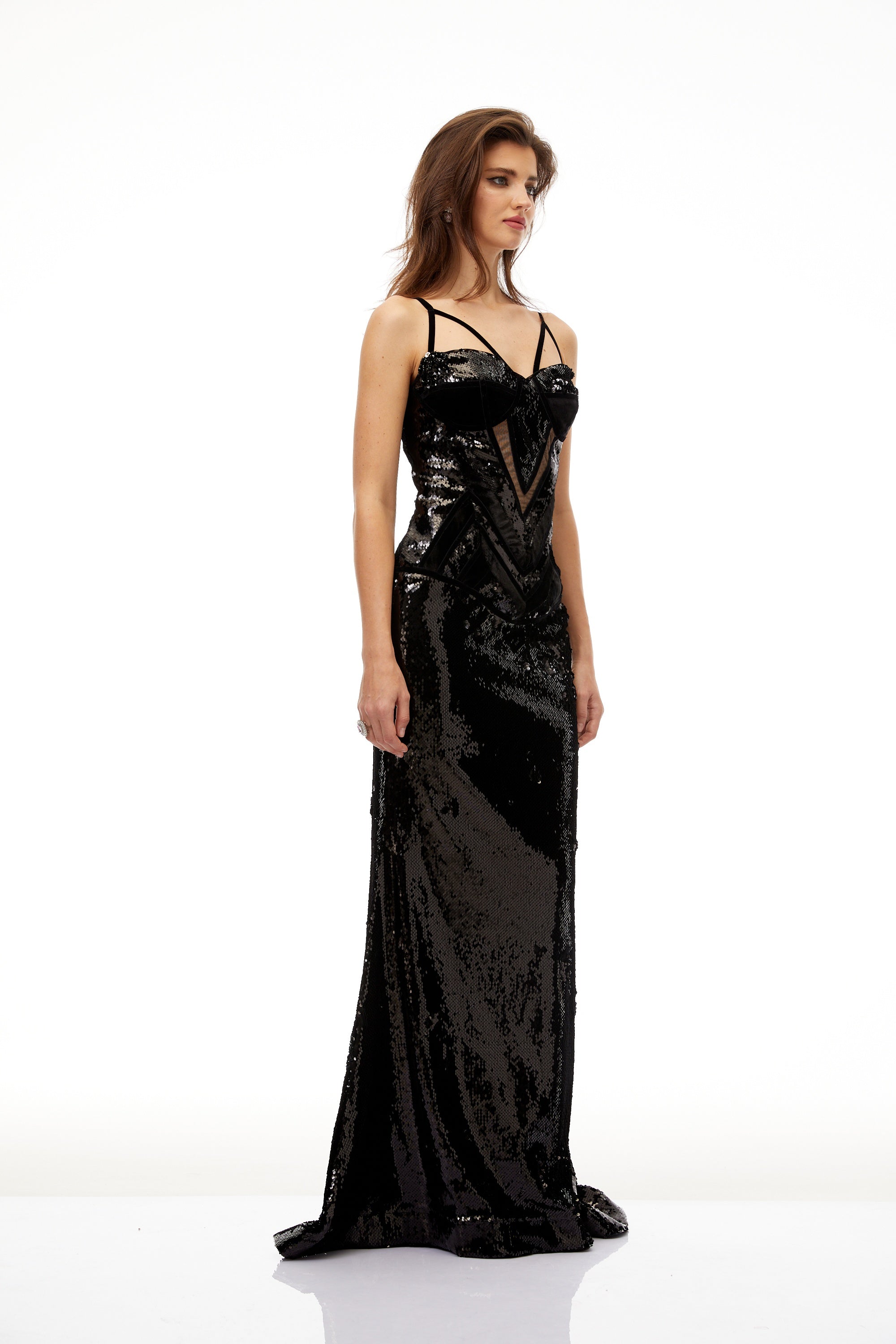 Tünde Black Sequined Mermaid Maxi Gown (Final Sale)