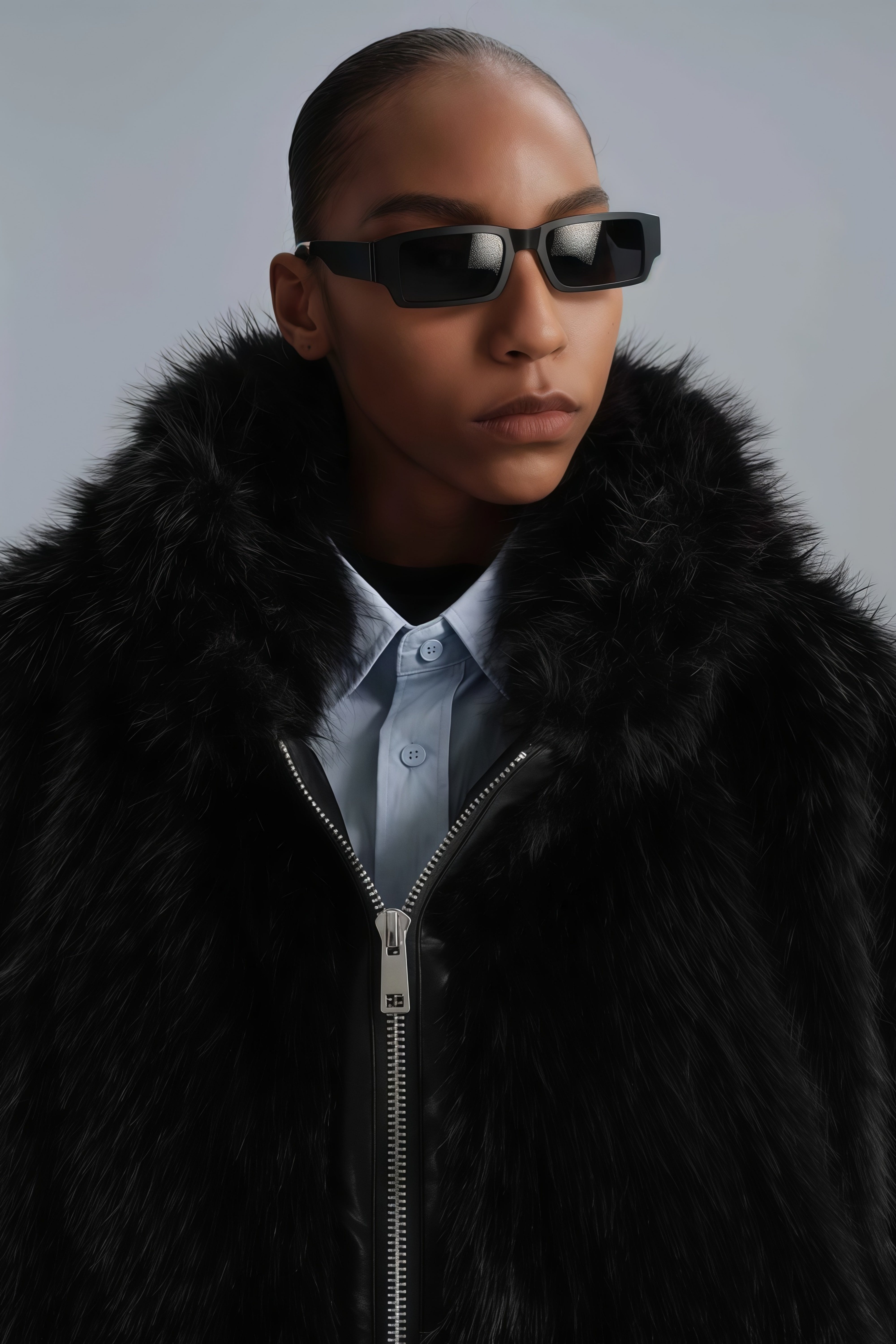 Aurelia Black Faux Fur Hoodie Jacket