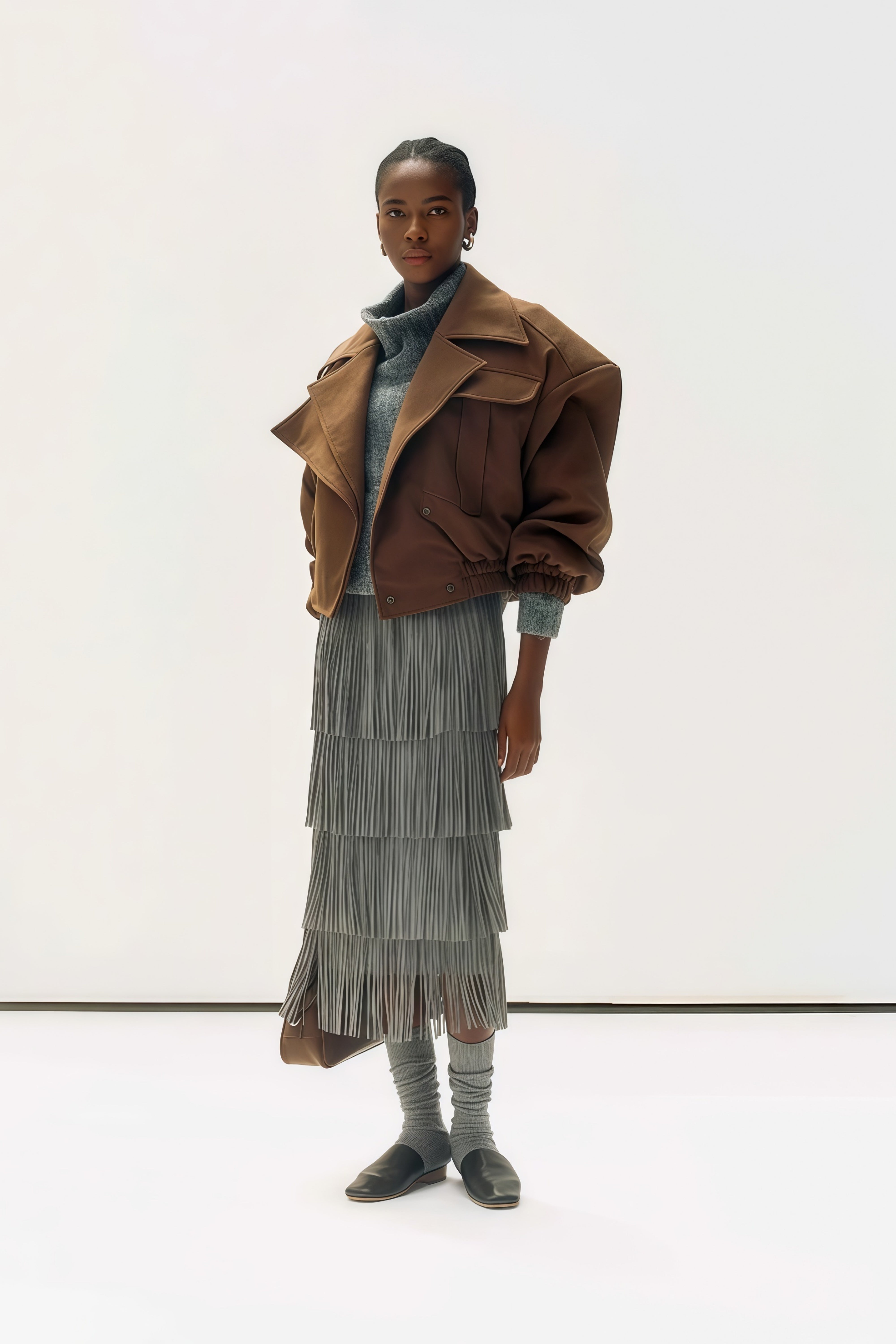 Cinzia Layered Lapel Cropped Jacket