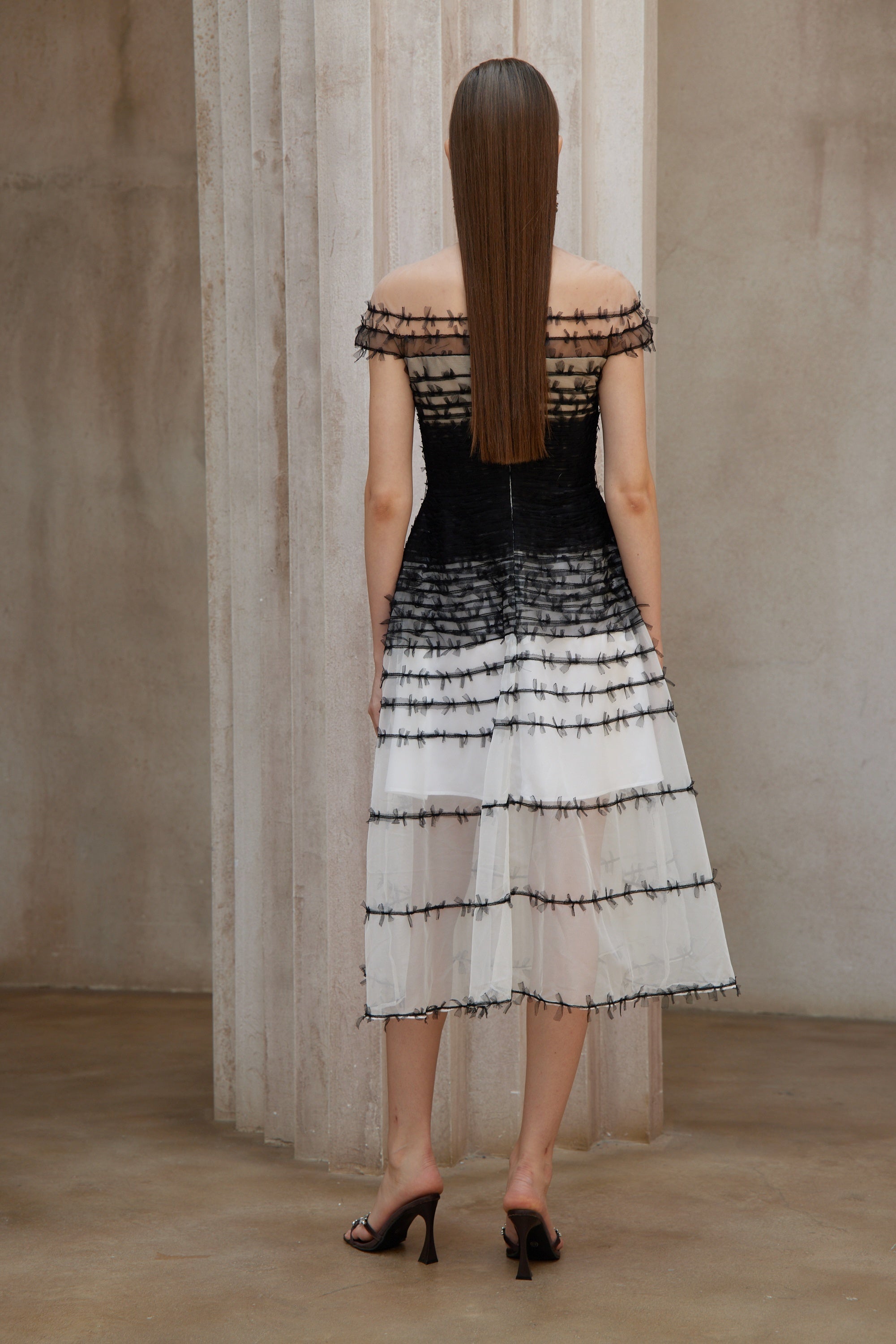 Eléonore Color Block Tulle Midi Dress (Final Sale-US Only)
