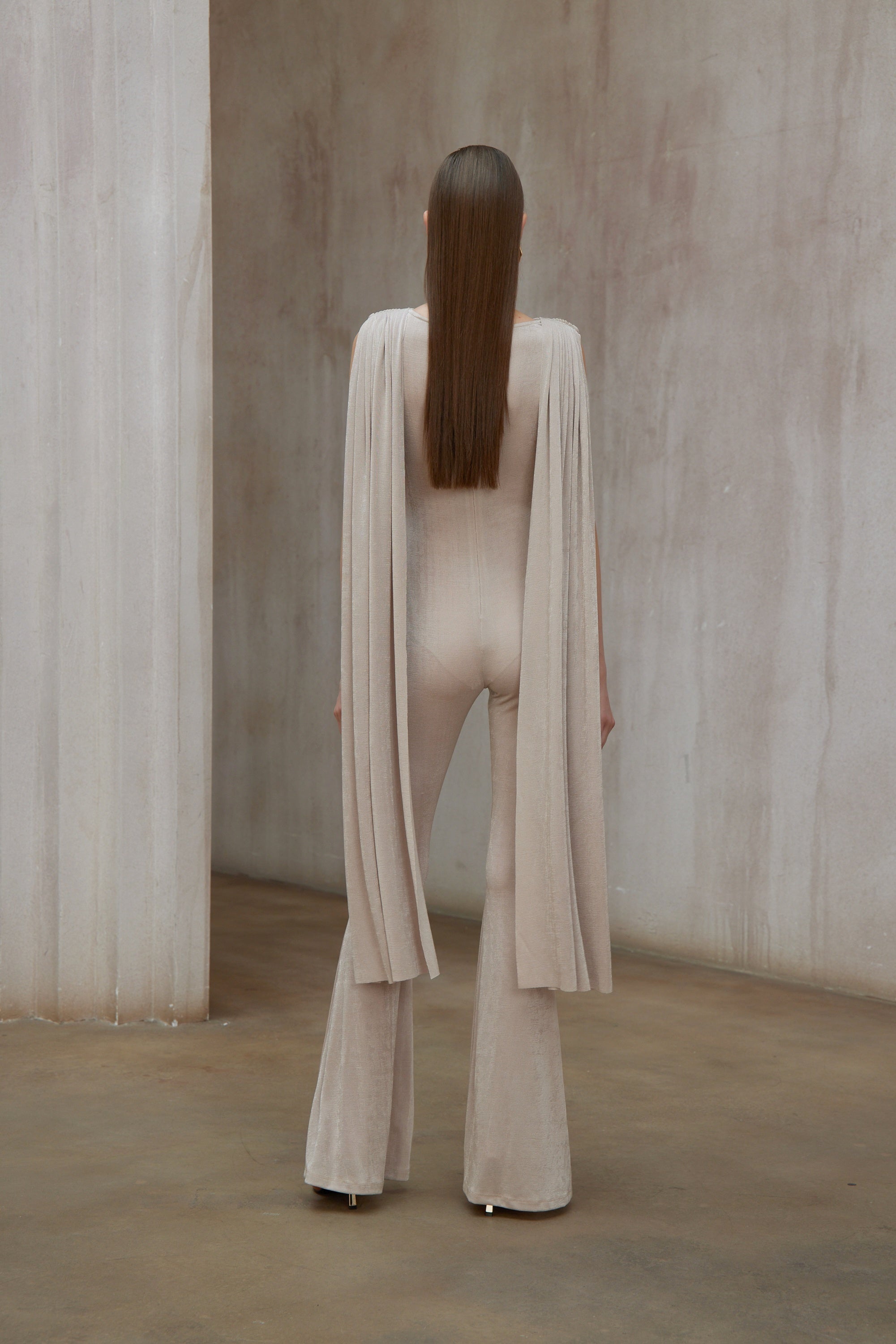 Clarisse Neutral Draped Jumpsuit