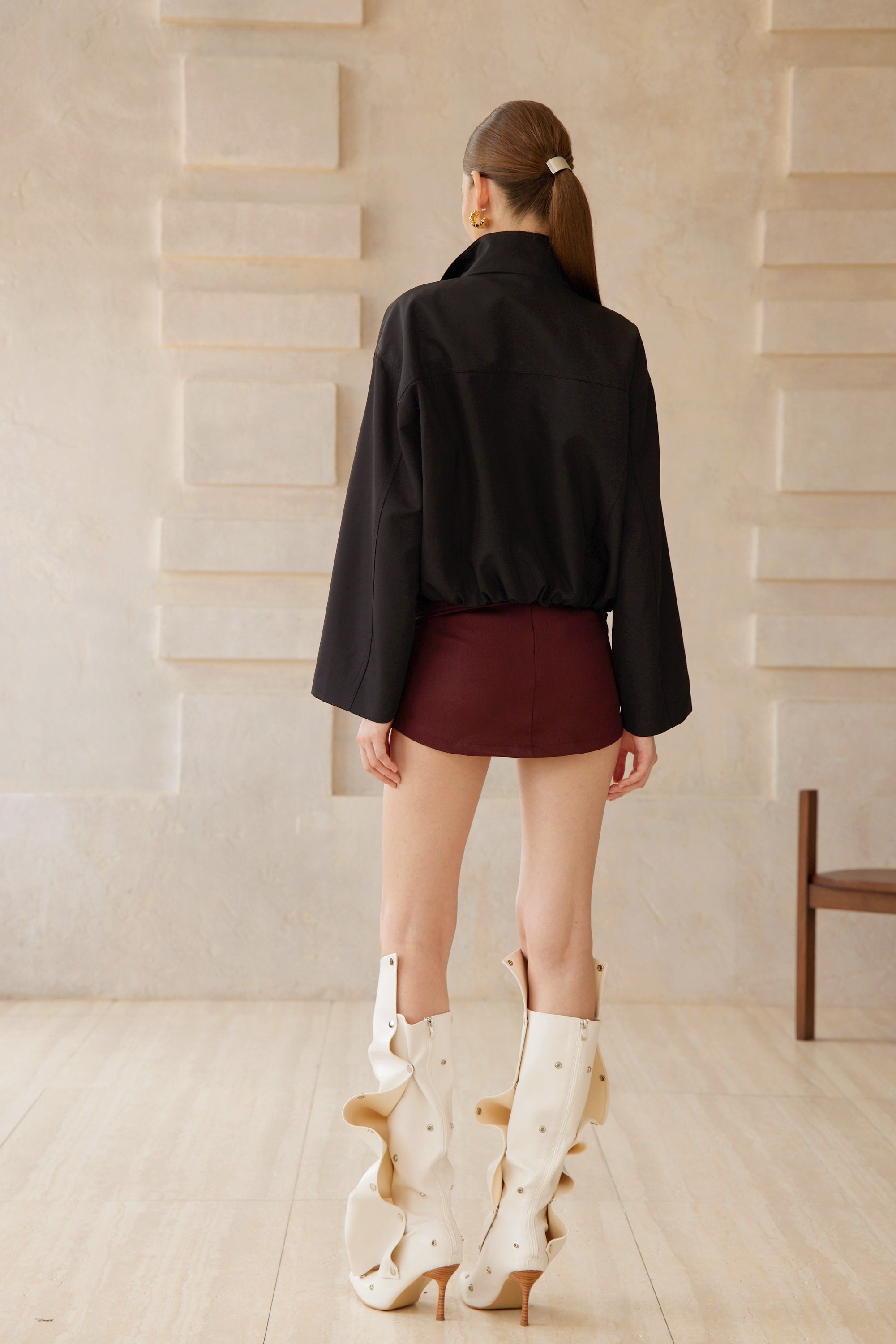 Paulette Black Belted Waist Short Trench Coat