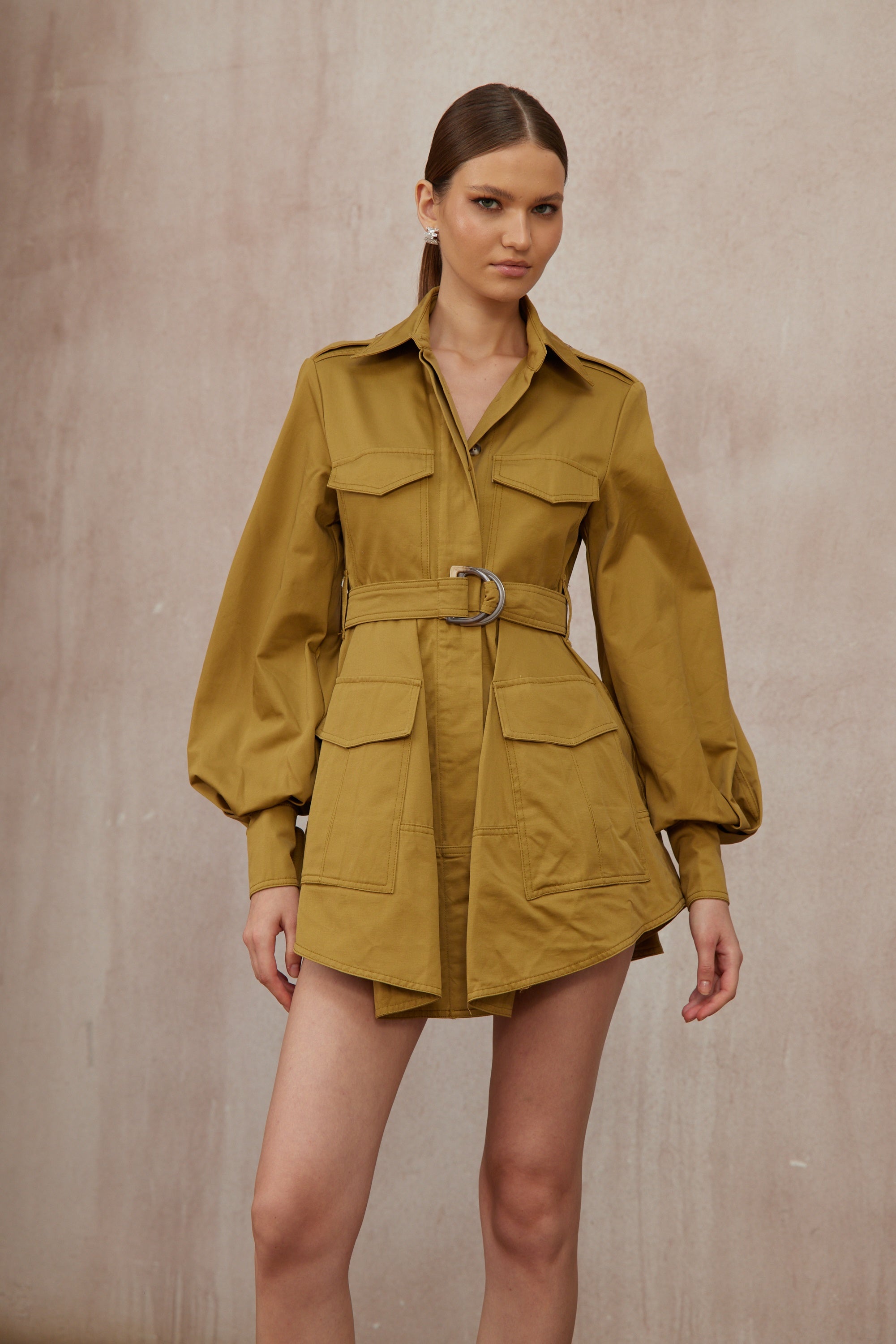 Madeline Ginger Belted Cargo Mini Dress (Final Sale-US Only)