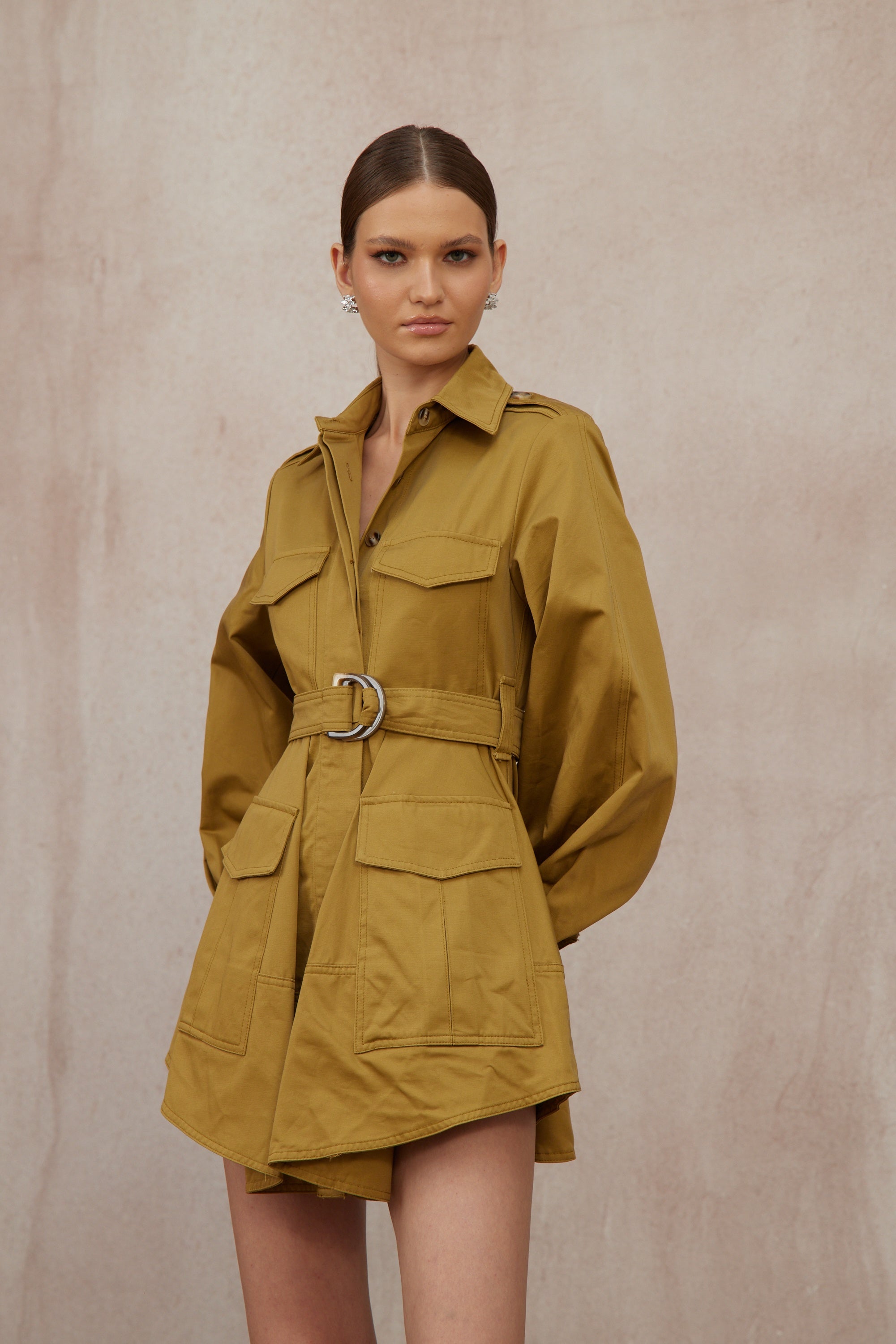 Madeline Ginger Belted Cargo Mini Dress (Final Sale-US Only)