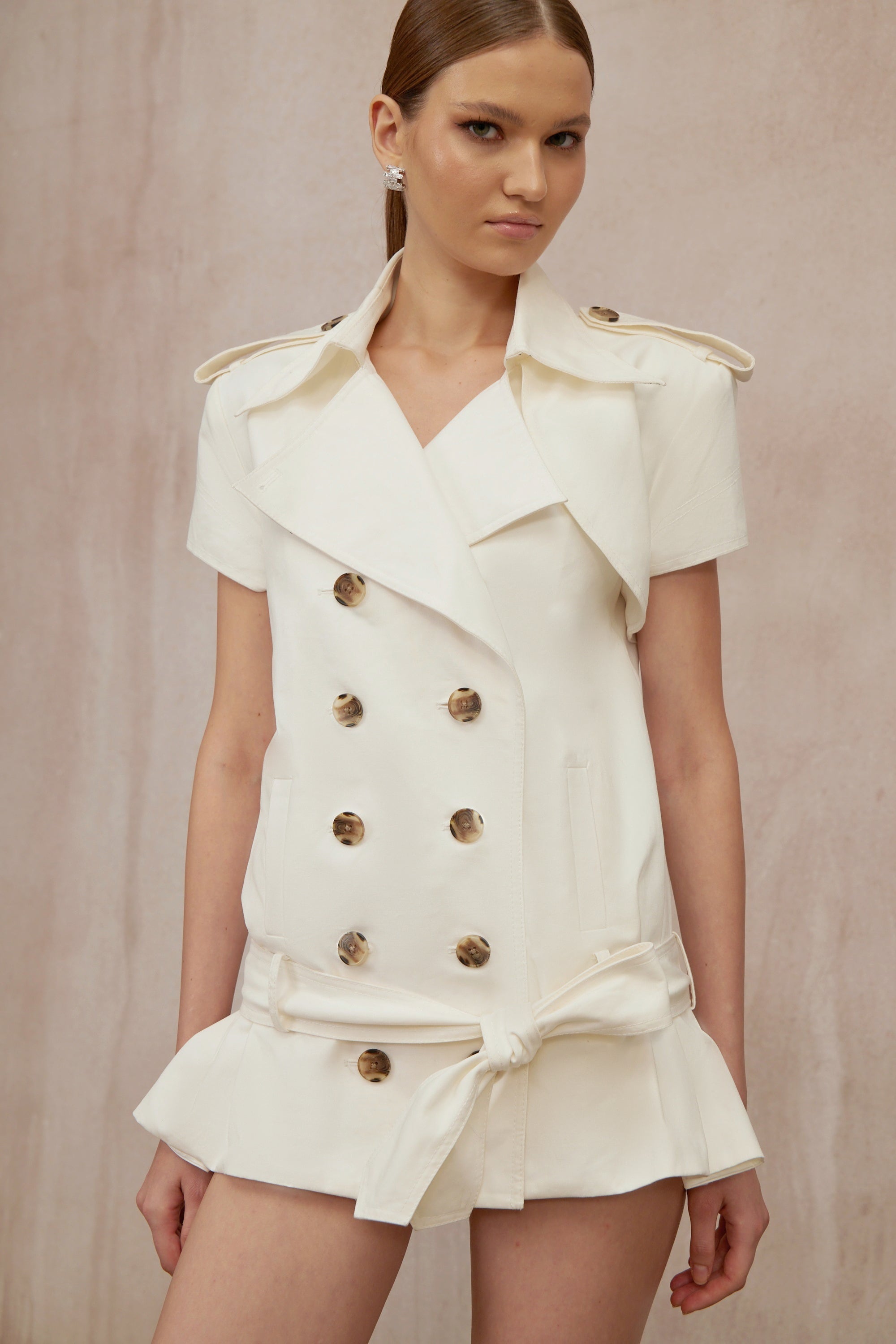 Josette White Double Breasted Trench Coat