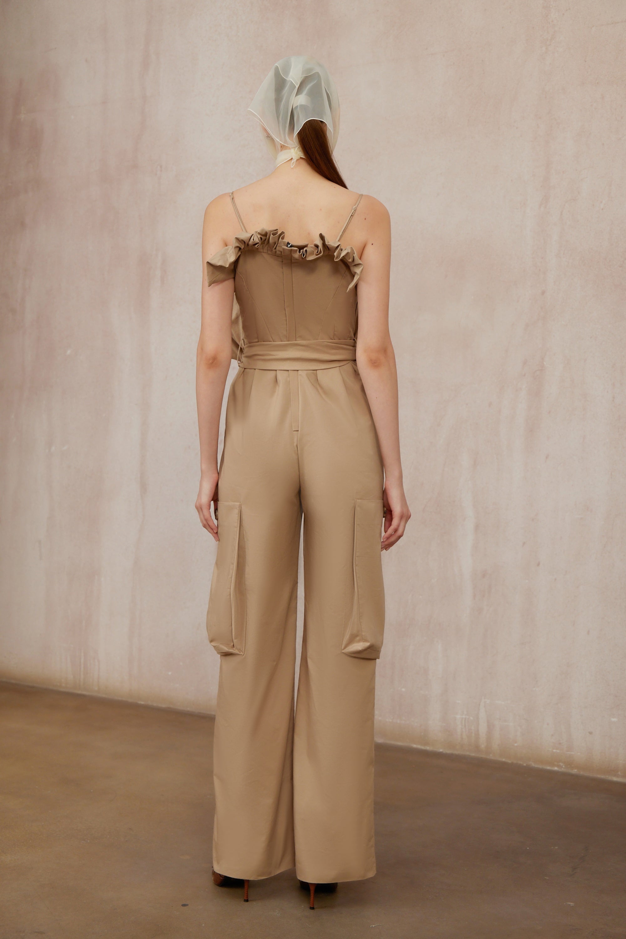 Nanette Khaki Asymmetrical Double Breasted Jumpsuit (Final Sale)