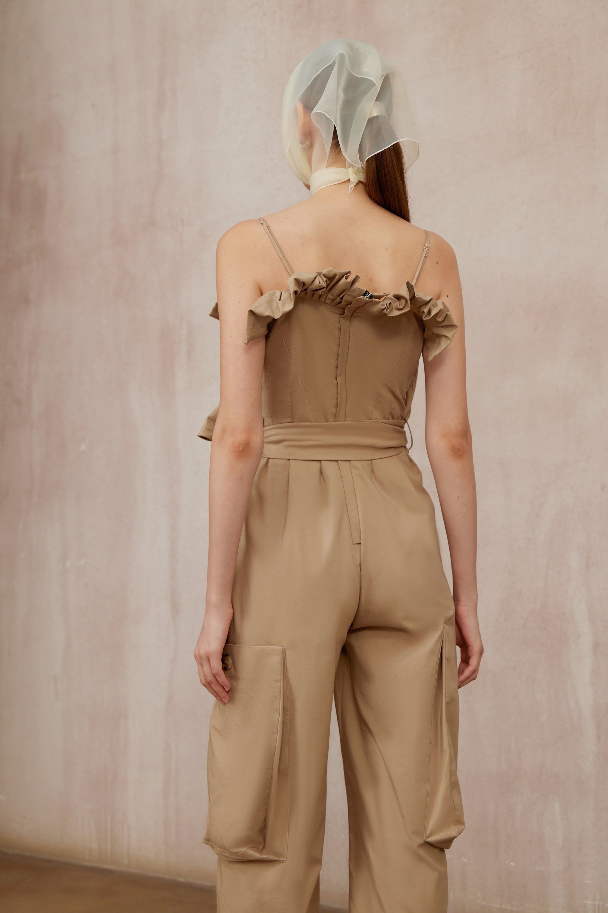 Nanette Khaki Asymmetrical Double Breasted Jumpsuit