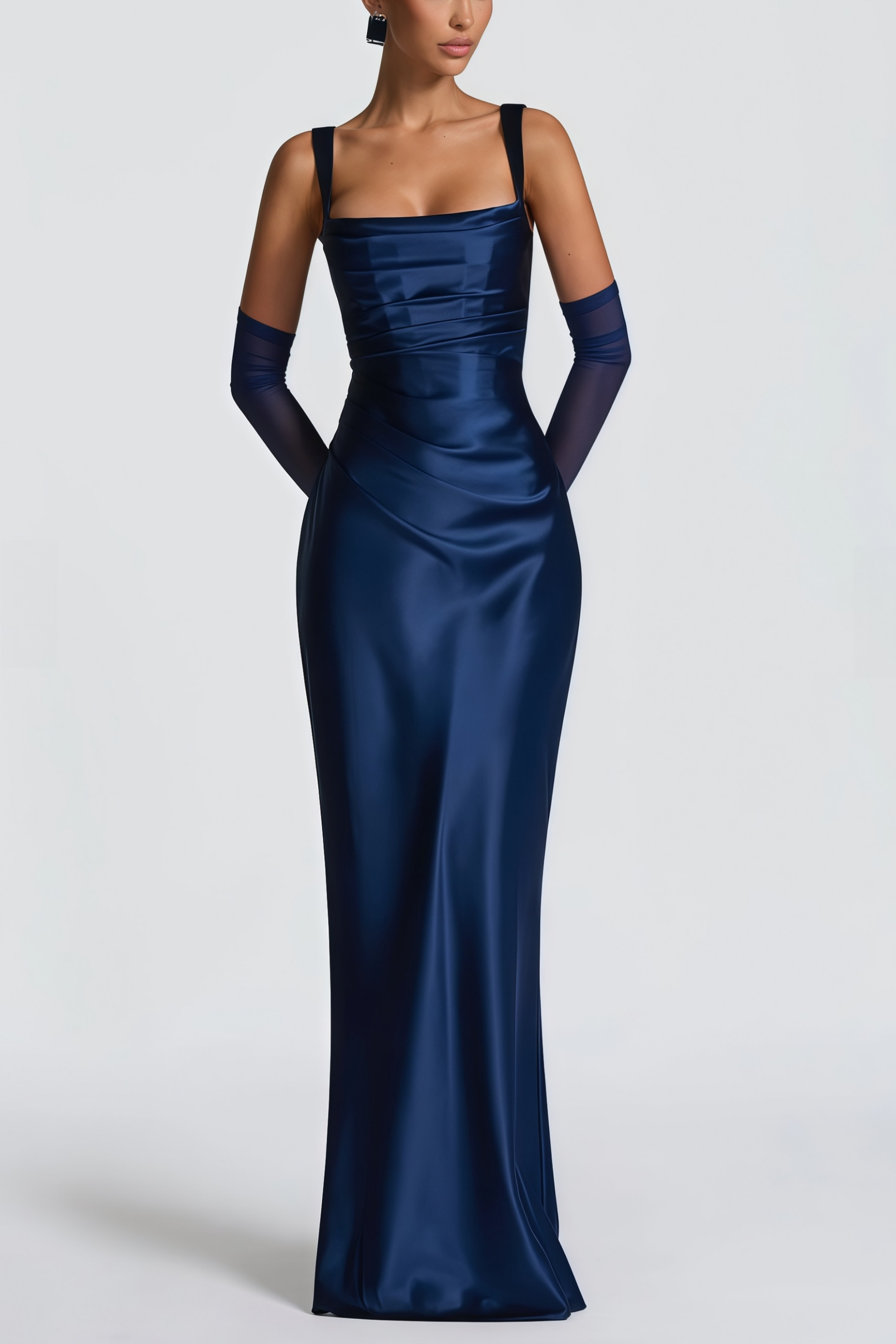 Inmaculada Sapphire Ruched Satin Maxi Dress (Final Sale-US Only)