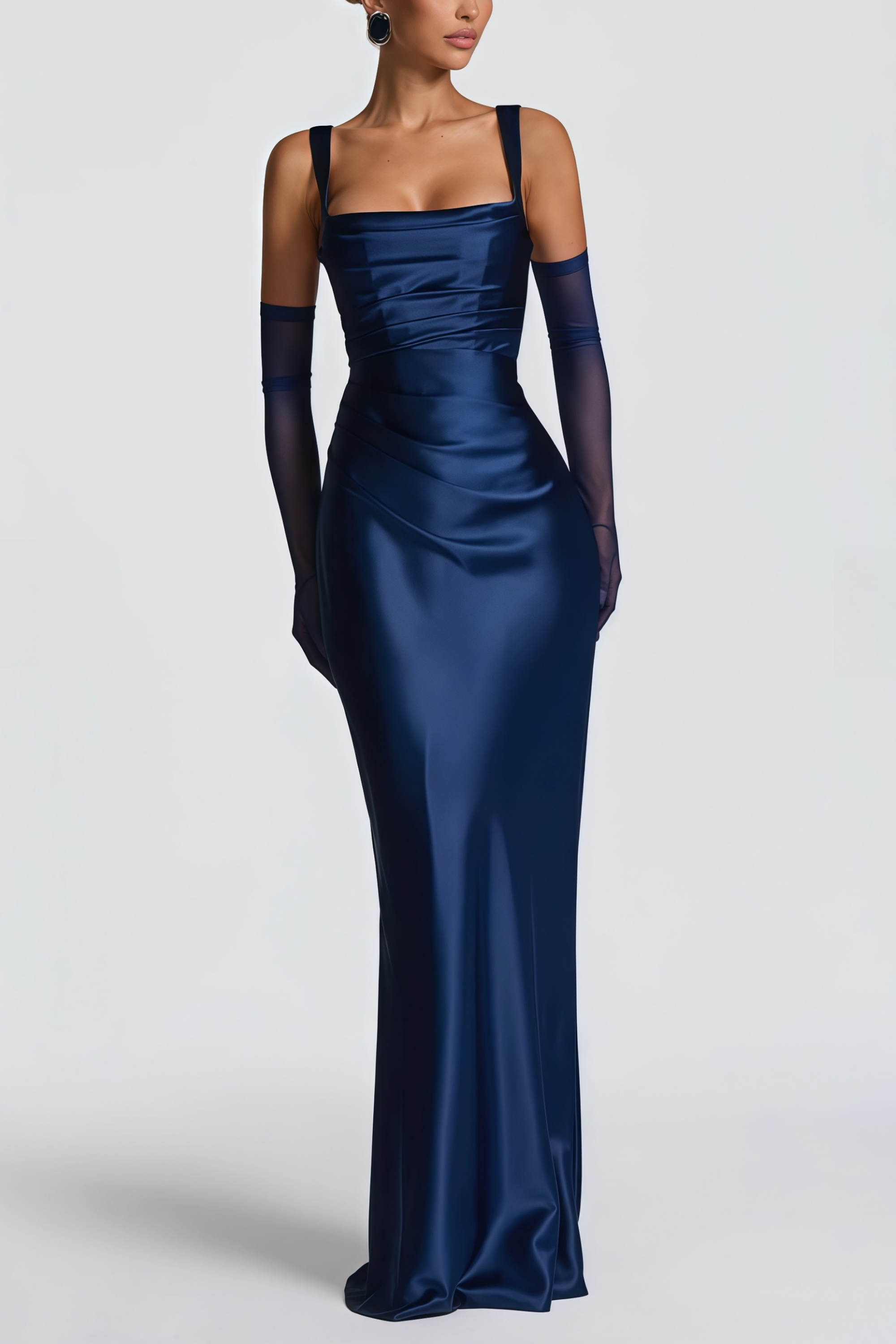 Inmaculada Sapphire Ruched Satin Maxi Dress (Final Sale-US Only)