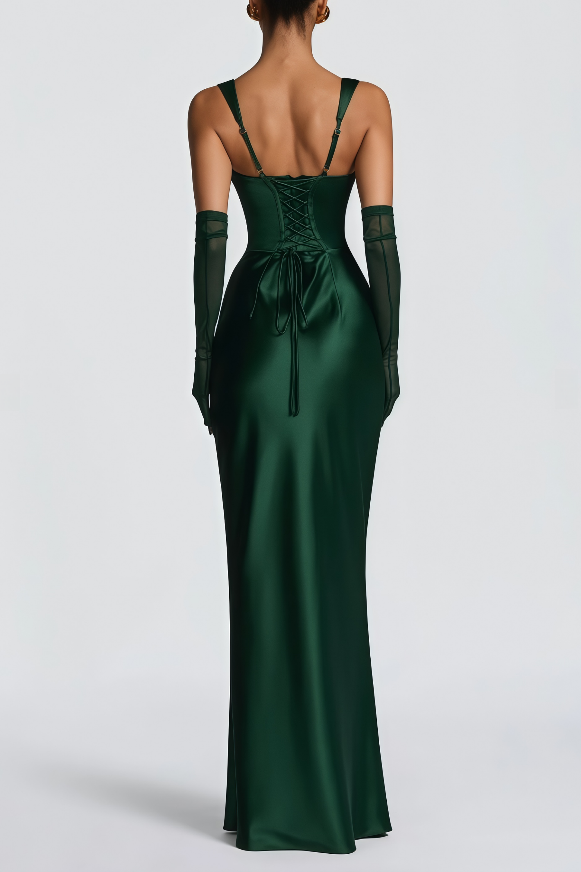 Inmaculada Emerald Ruched Satin Maxi Dress