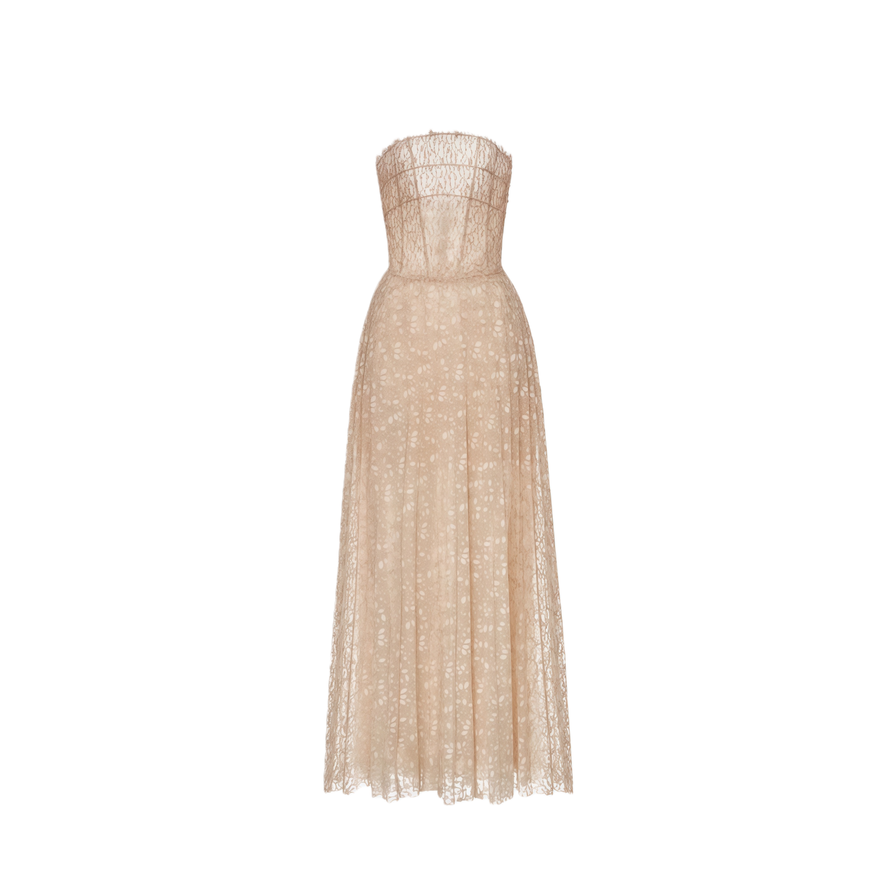 Ginetta Neutral Sequined Floral Lace Maxi Dress (Final Sale-US Only)