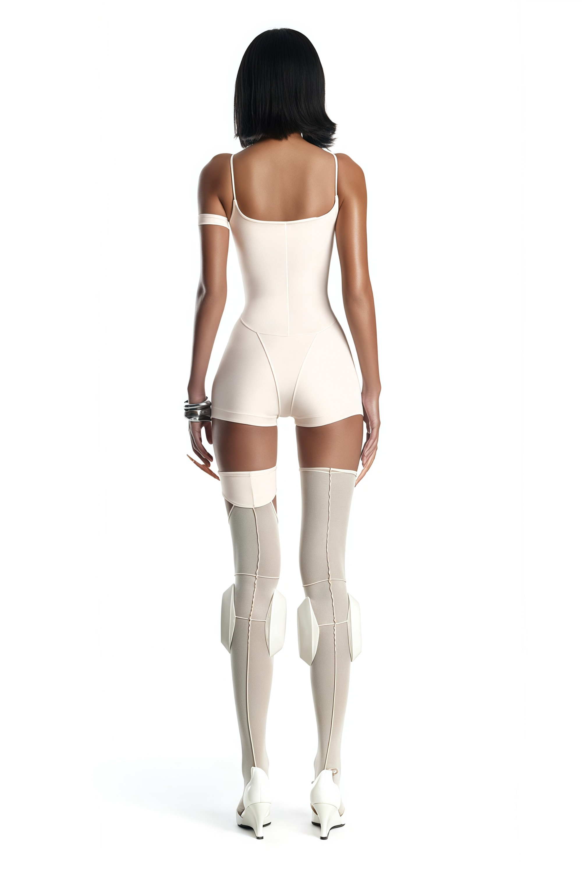 Éclat White Hollow Detail Playsuit