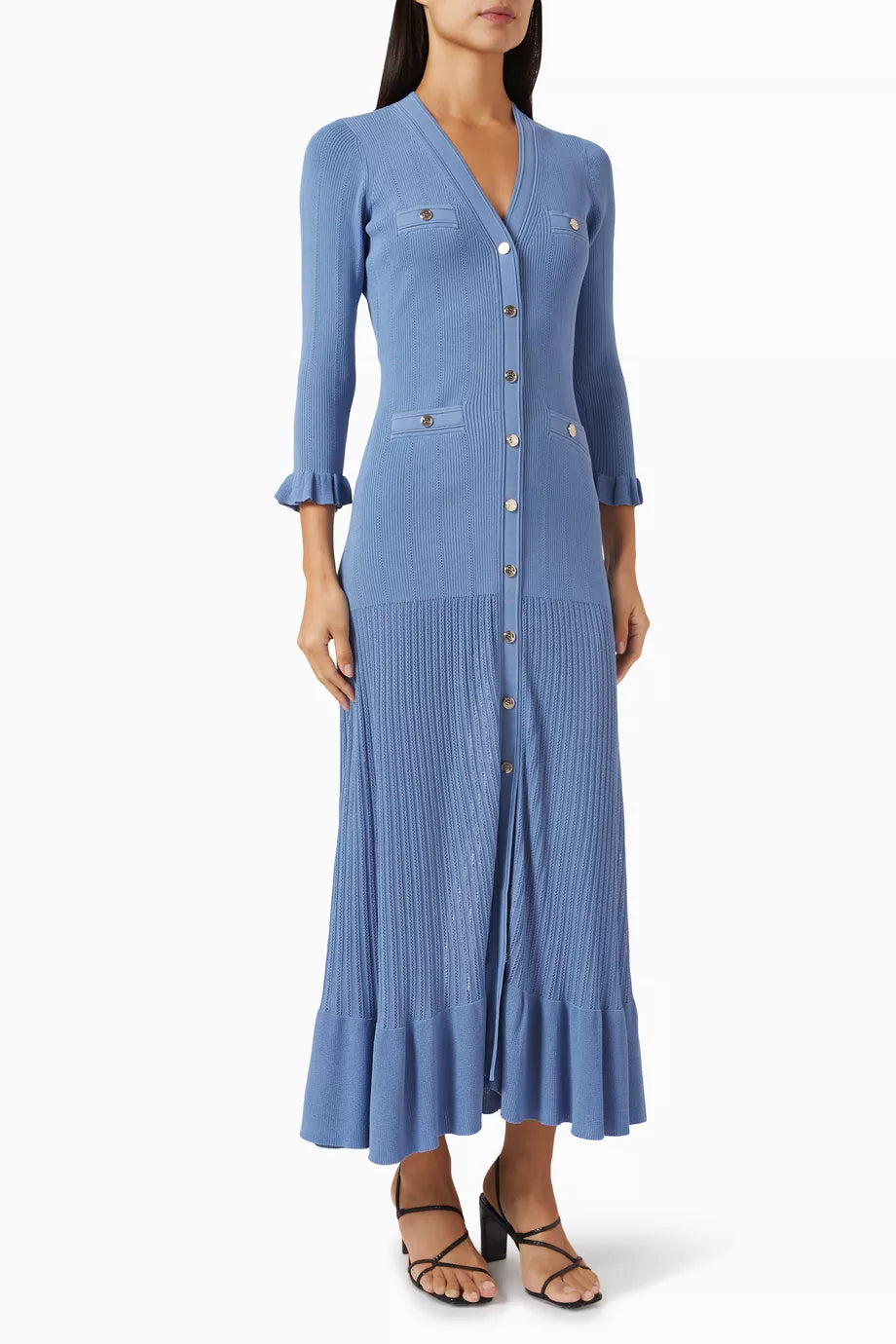 Sandro Rib knitted midi dress - Blue