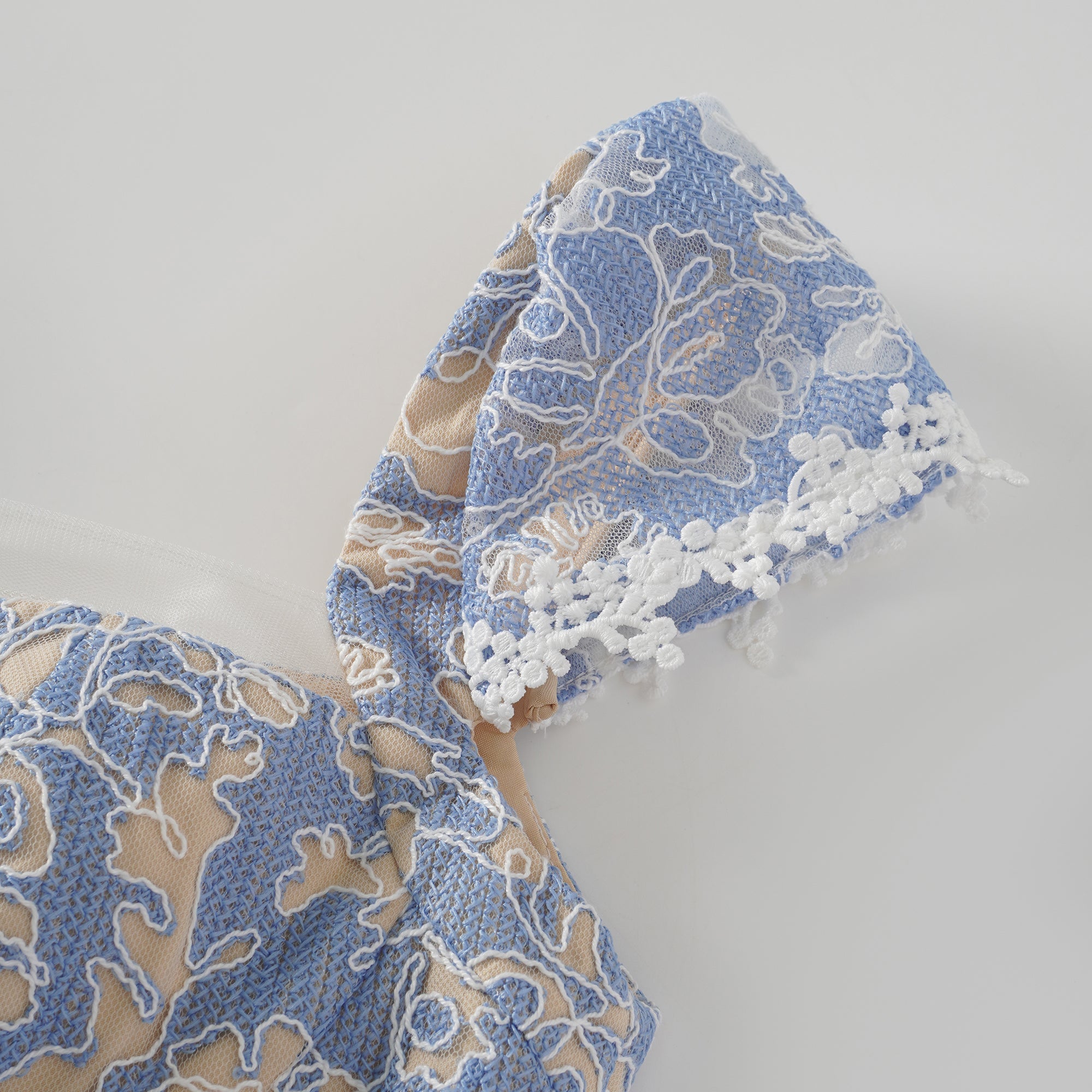 Gaëlle Blue Floral Embroidered Midi Dress (Final Sale-US Only)