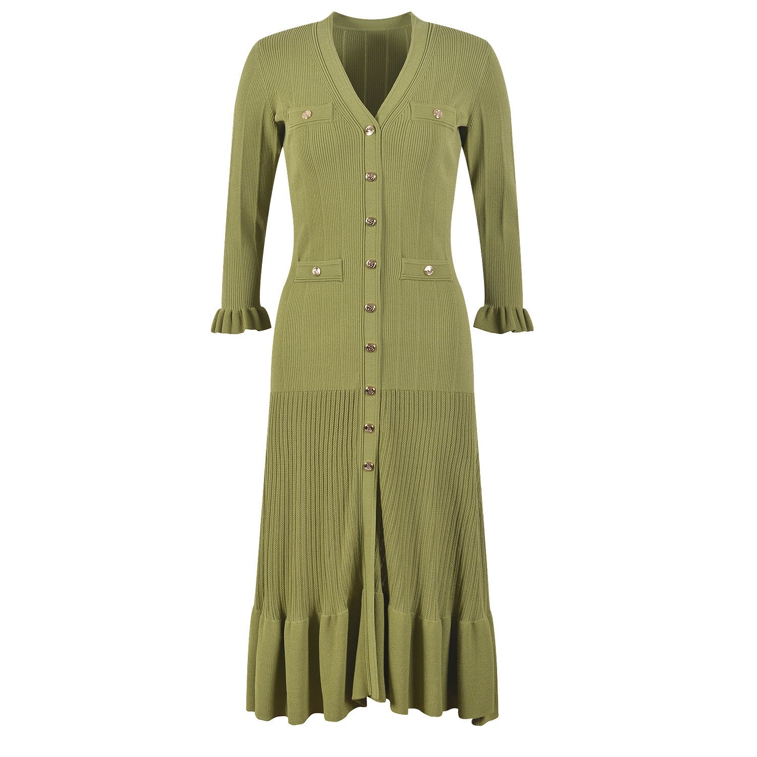 SANDRO LILWENN  KNITTED MIDI DRESS - Green