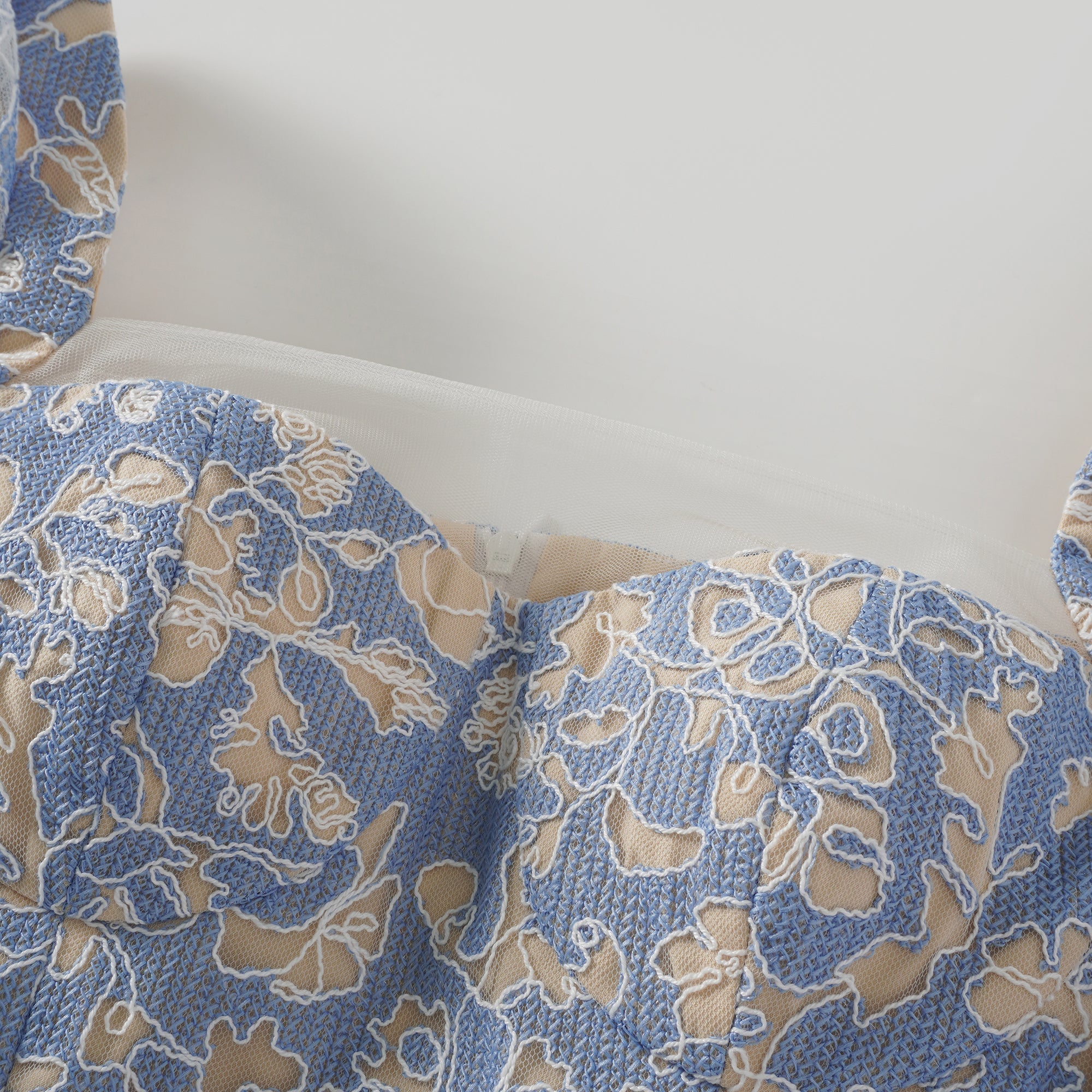 Gaëlle Blue Floral Embroidered Midi Dress (Final Sale-US Only)