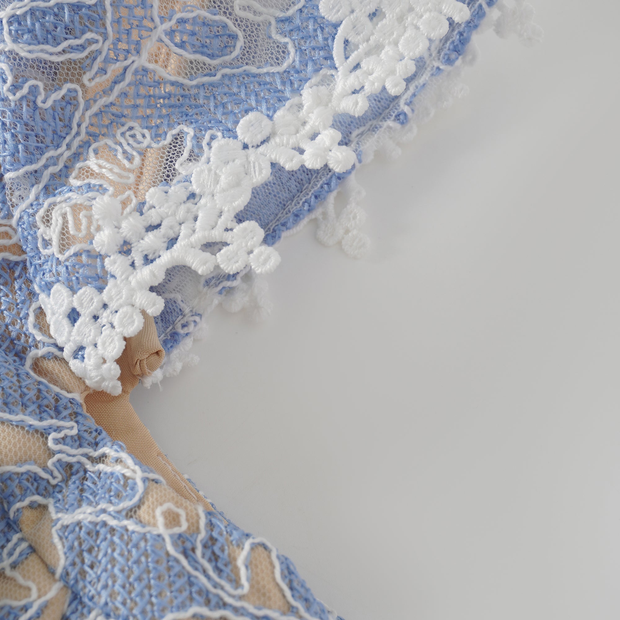 Gaëlle Blue Floral Embroidered Midi Dress (Final Sale-US Only)