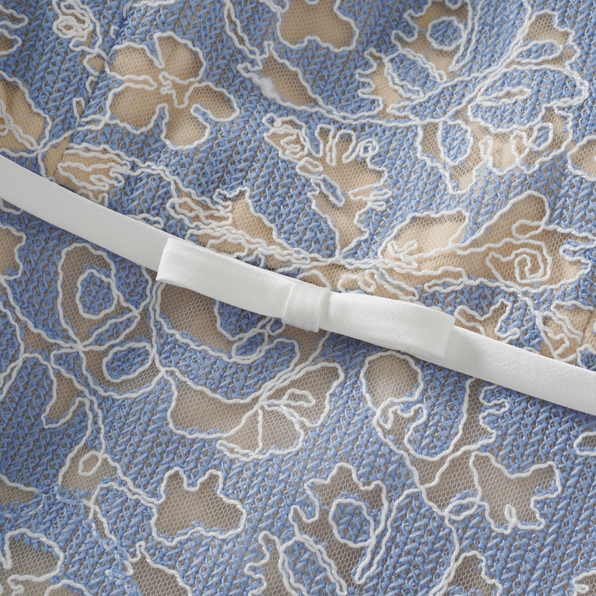 Gaëlle Blue Floral Embroidered Midi Dress (Final Sale-US Only)