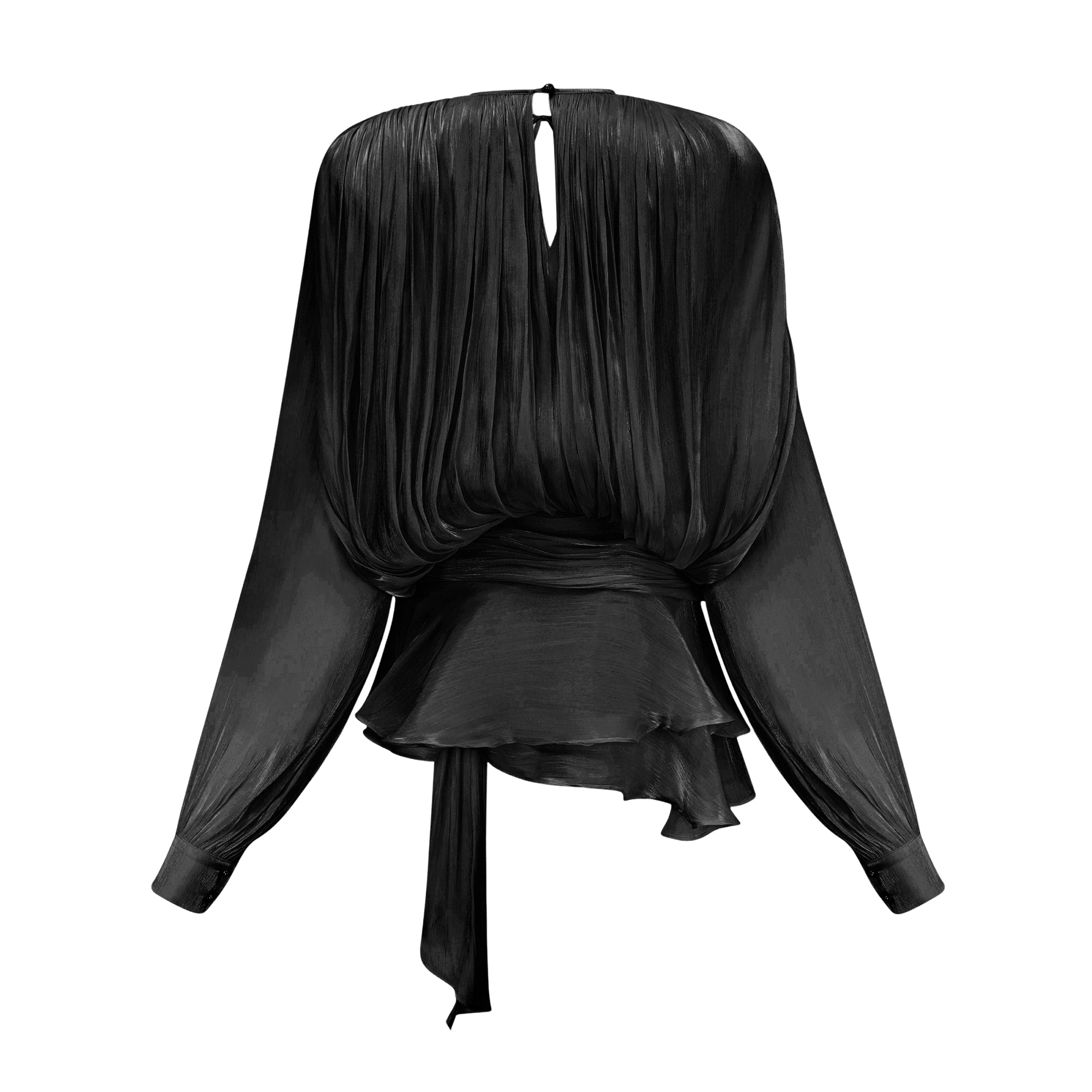 Eugénie Black Fully Pleated Ruffled Mini Dress (Final Sale-US Only)
