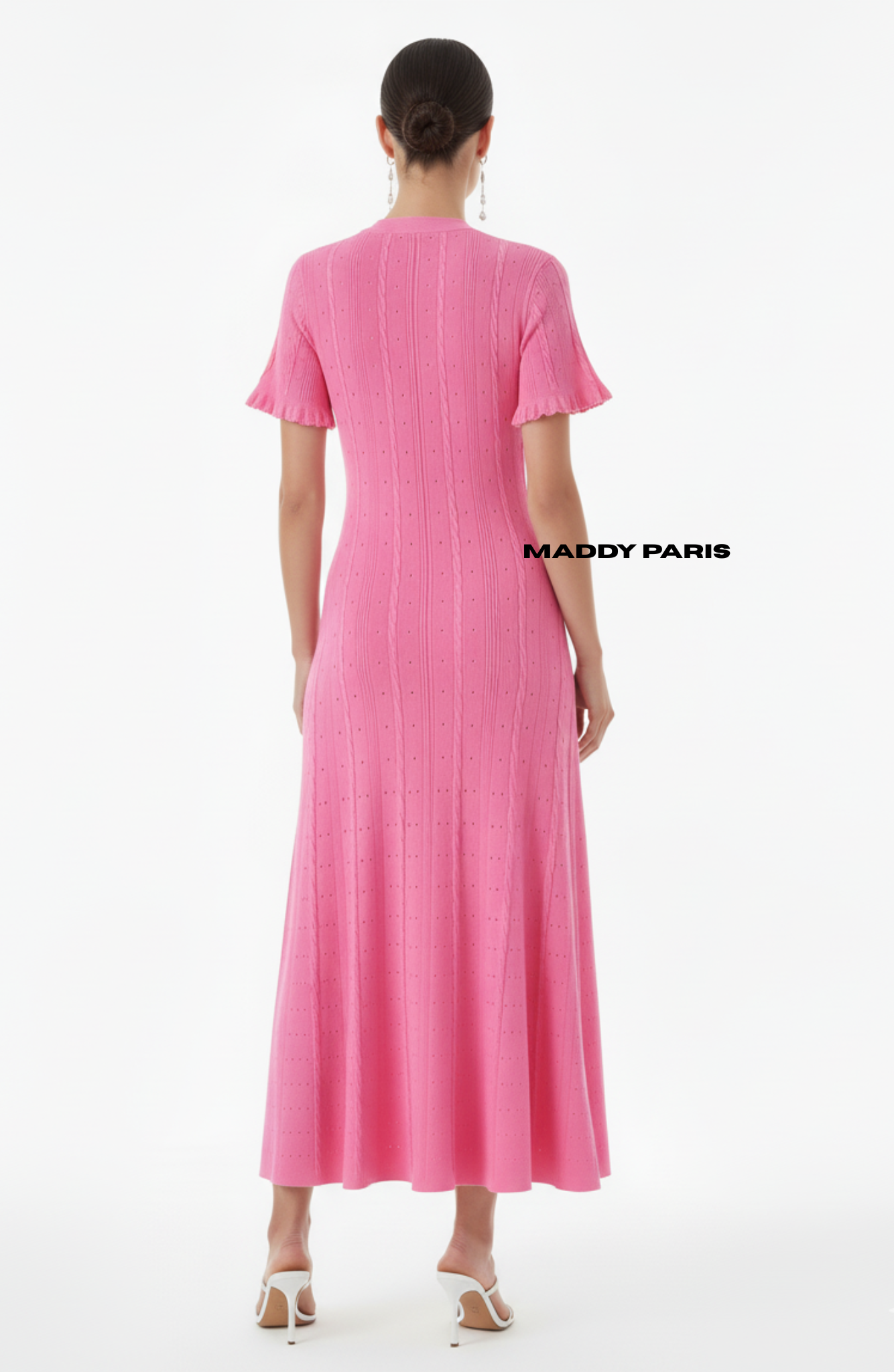 SANDRO GISELLE KNIT MIDI DRESS -  FUCHSIA PINK