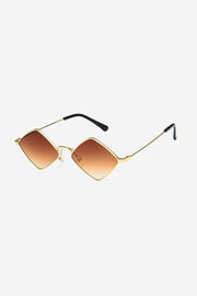 Geometric Diamond-Shaped Sunglasses with Slim Gold Frame – Brown