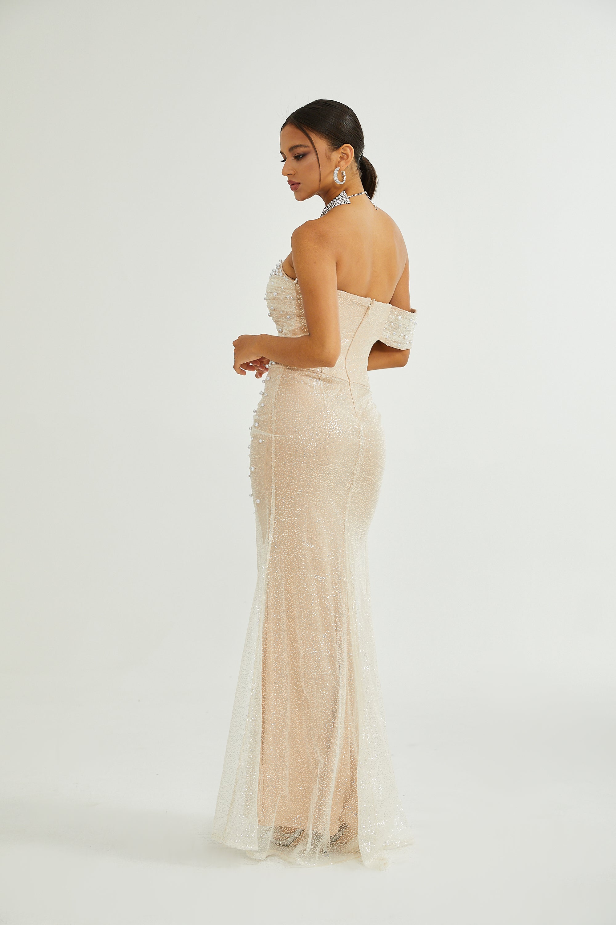 Sabine Faux Pearl Embellished Maxi Dress (Final Sale-US Only)