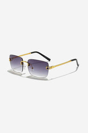 Rimless Square Sunglasses with Twisted Gold Rope Temples – Purple Gradient