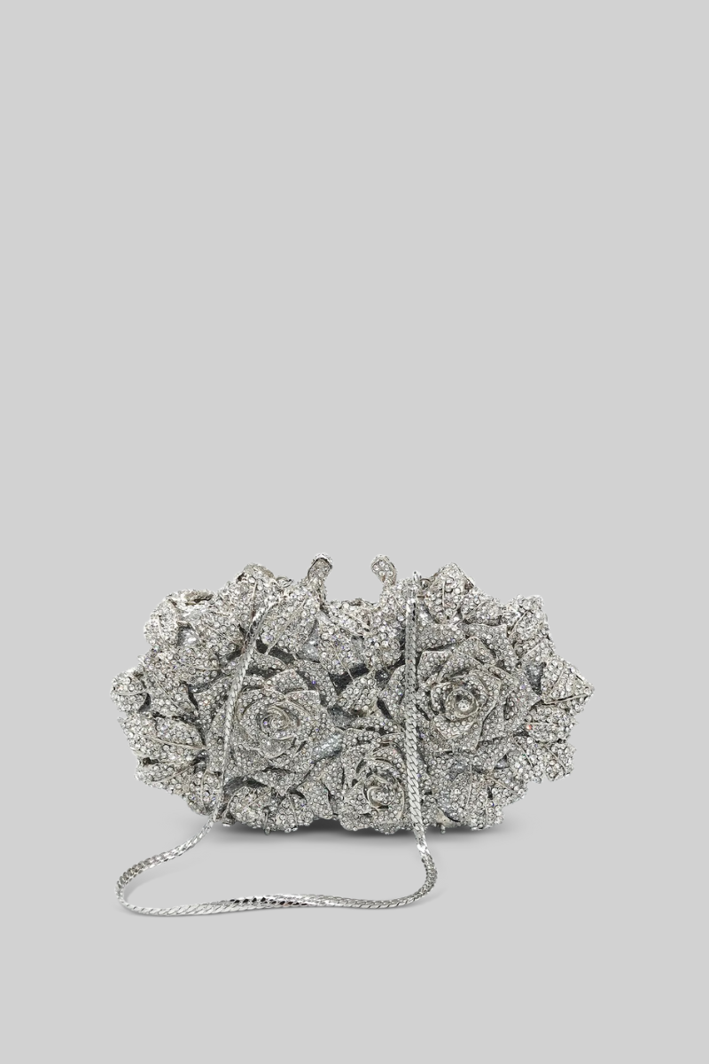 Crystal embellishment clutch bag - Silver