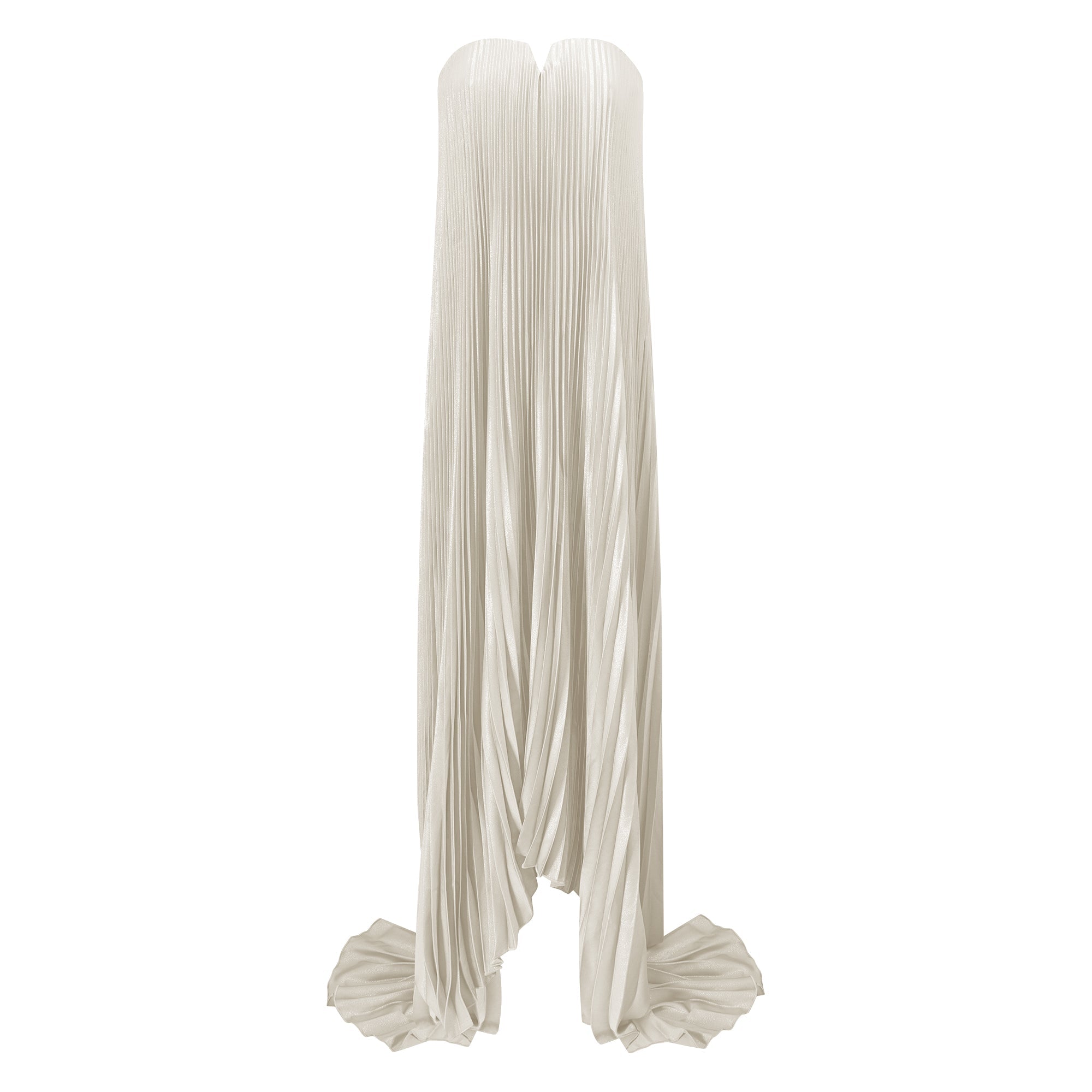 Satiné Gold Fully-pleated Maxi Dress