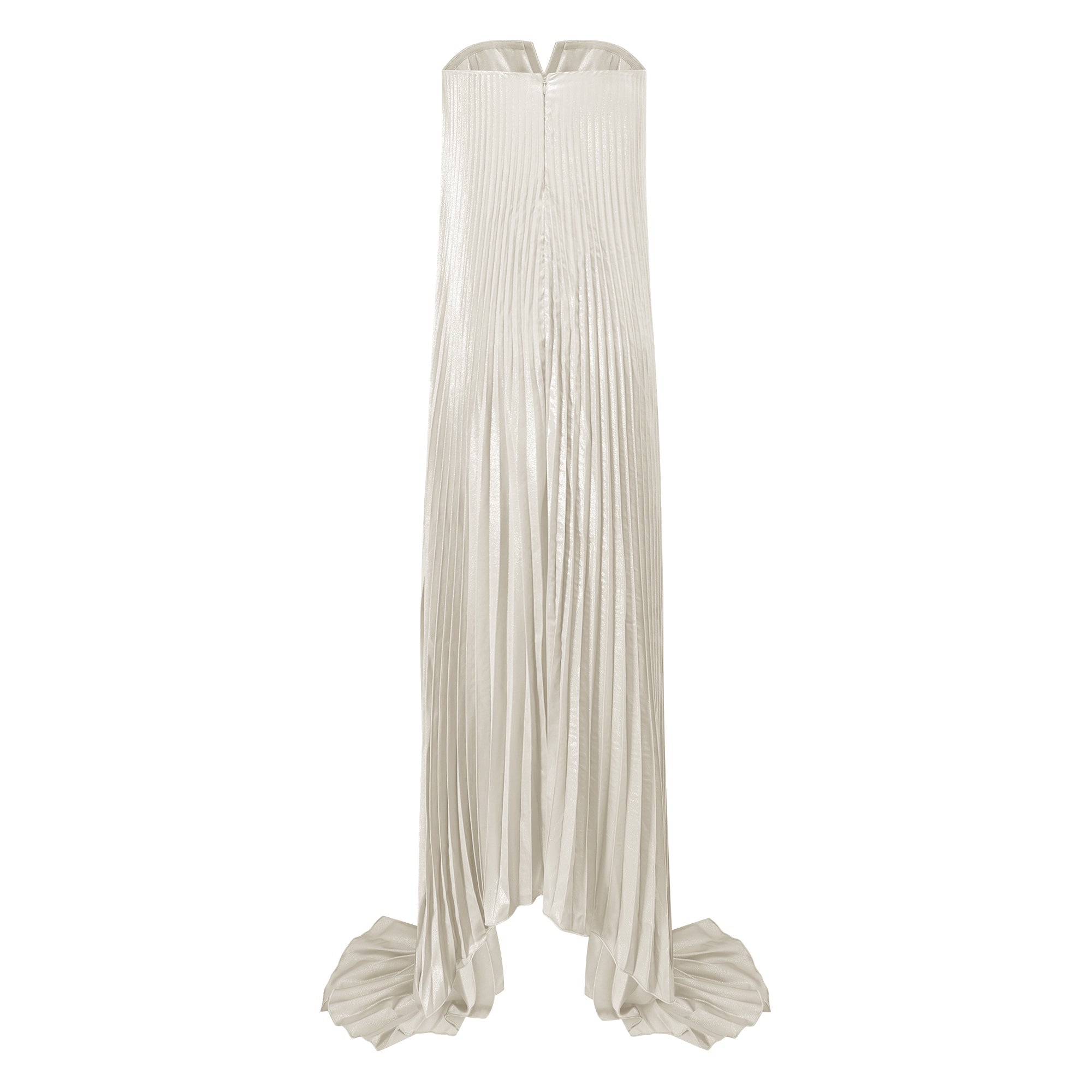 Satiné Gold Fully-pleated Maxi Dress
