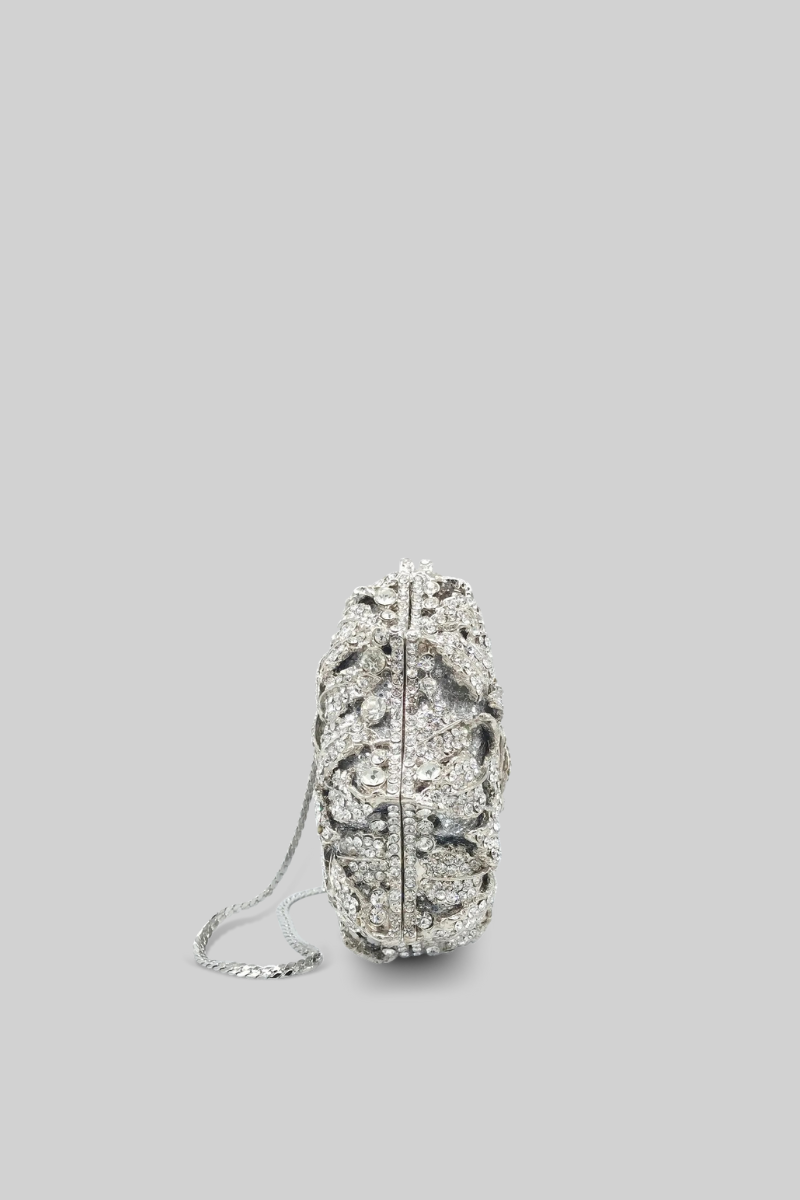 PRISCILLA Crystal embellishment clutch bag - Silver